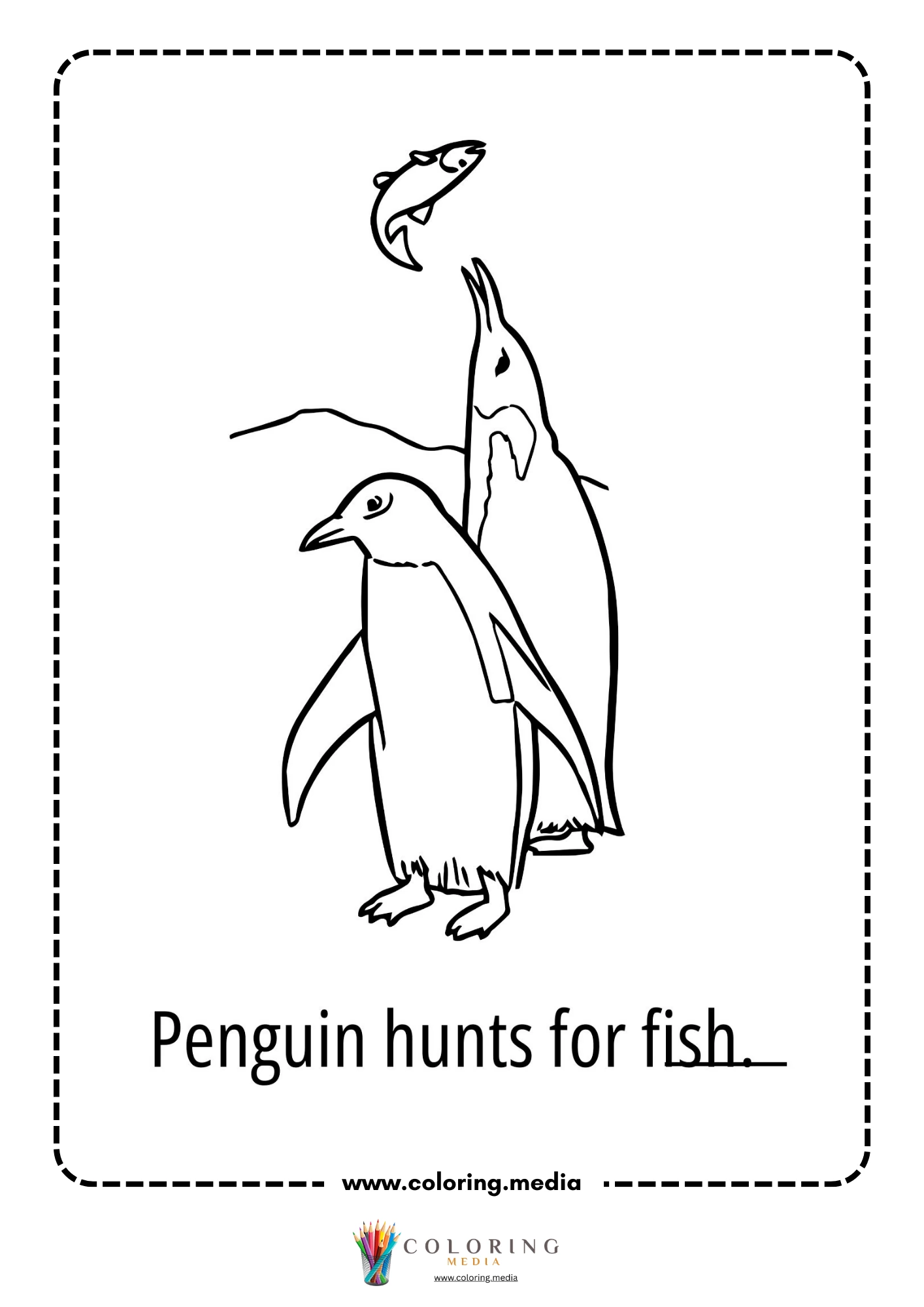 Penguin hunts for fish worksheet