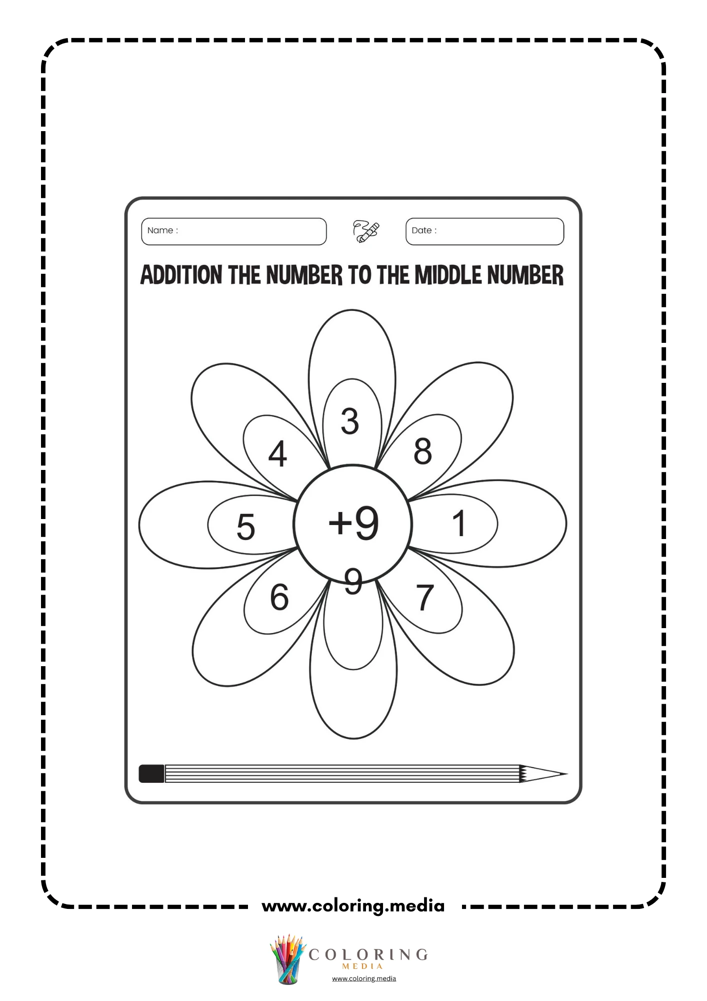 Addition flower worksheet page 24 with plus 6