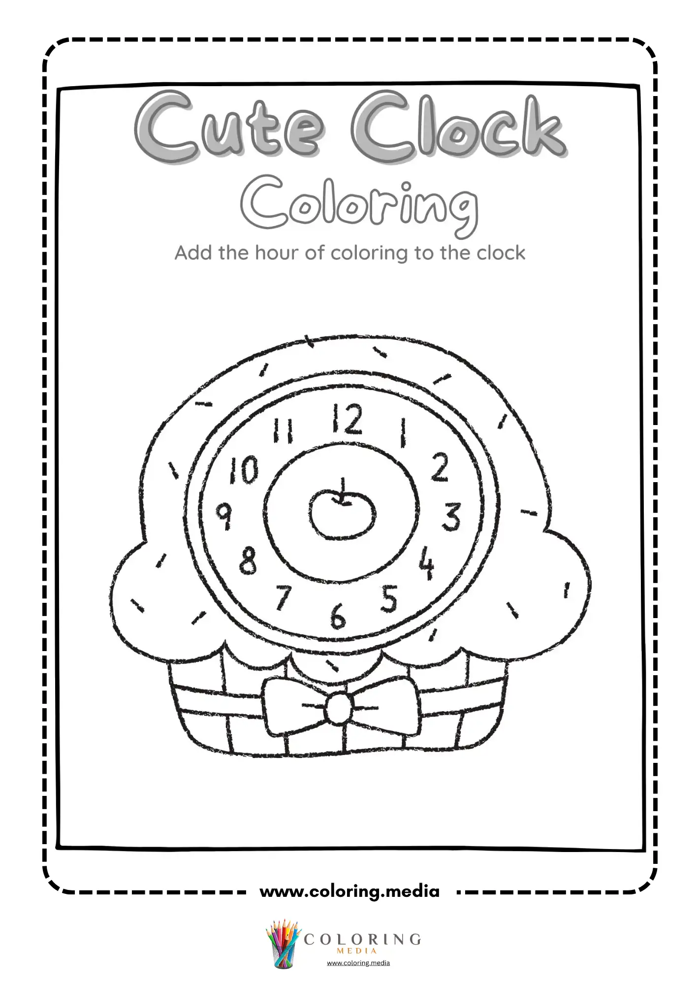 Cupcake clock coloring worksheet