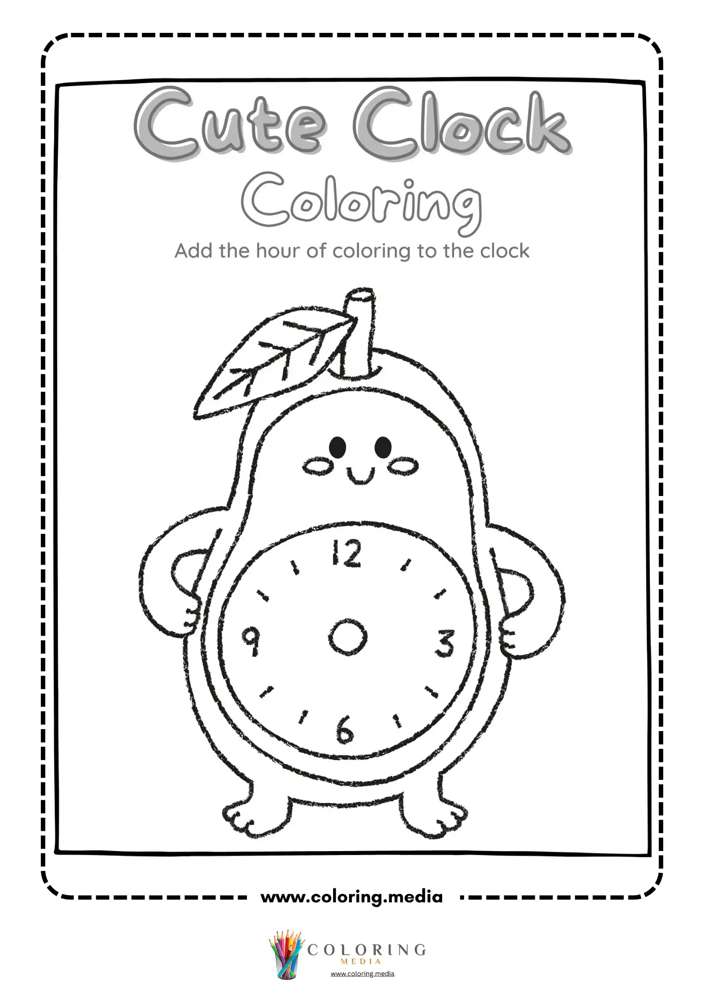 Pear clock coloring worksheet