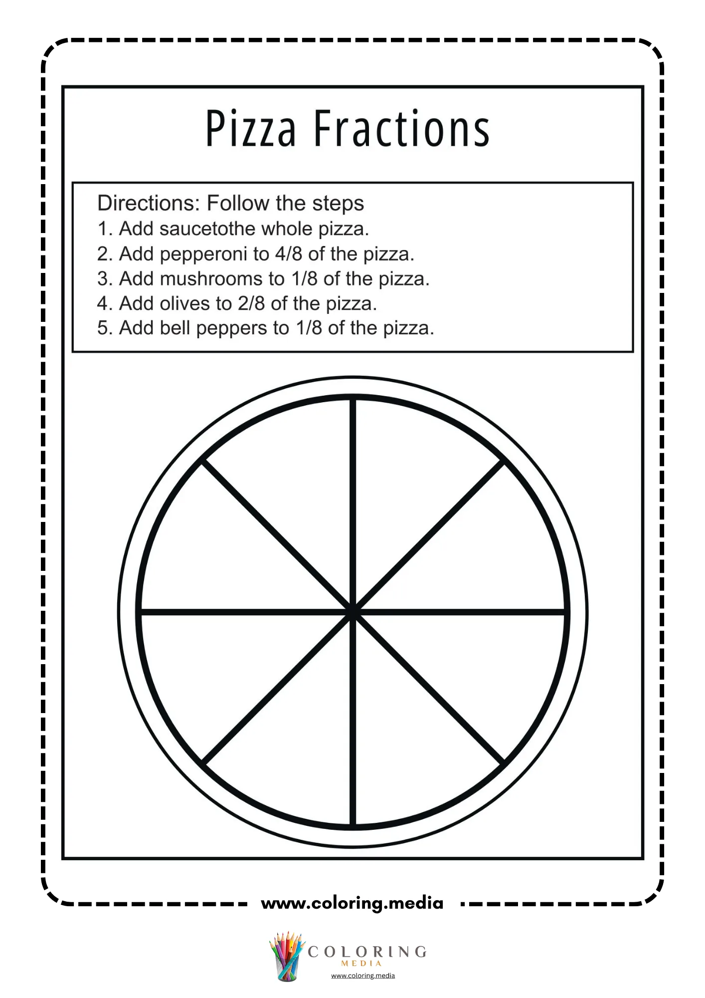 Fraction superstar worksheet for one half and one third