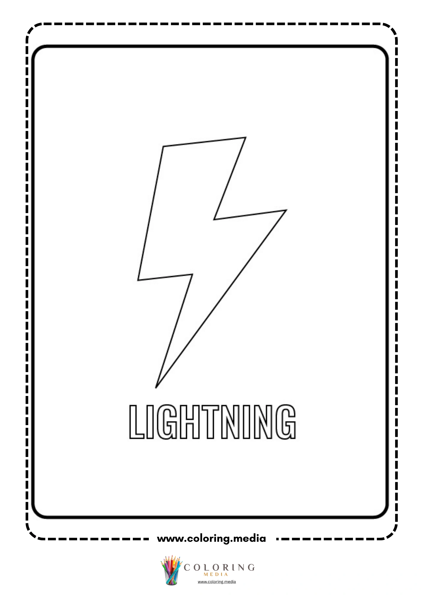 Lightning shape coloring page with labeled outline