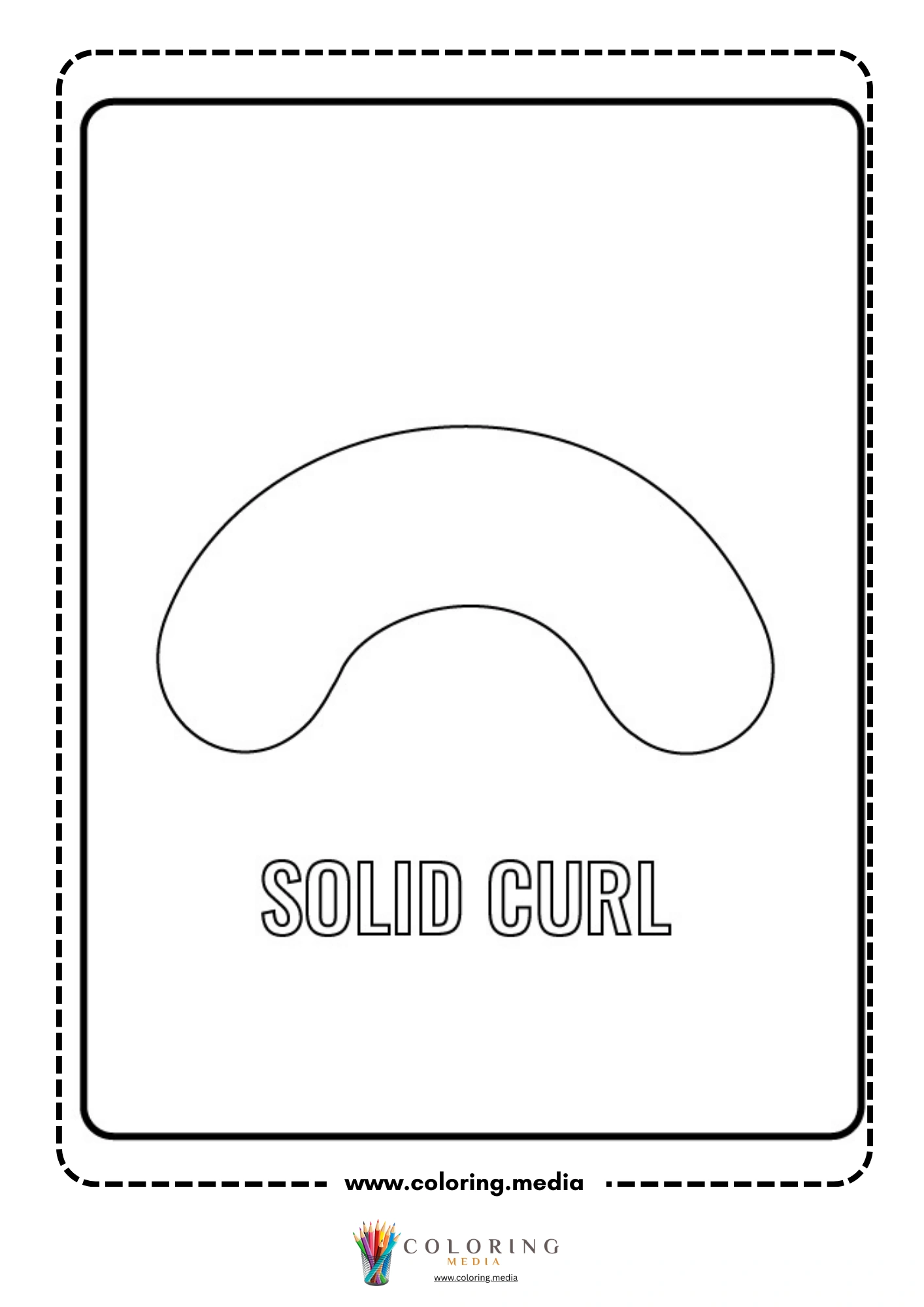 Solid curl shape coloring page with labeled outline