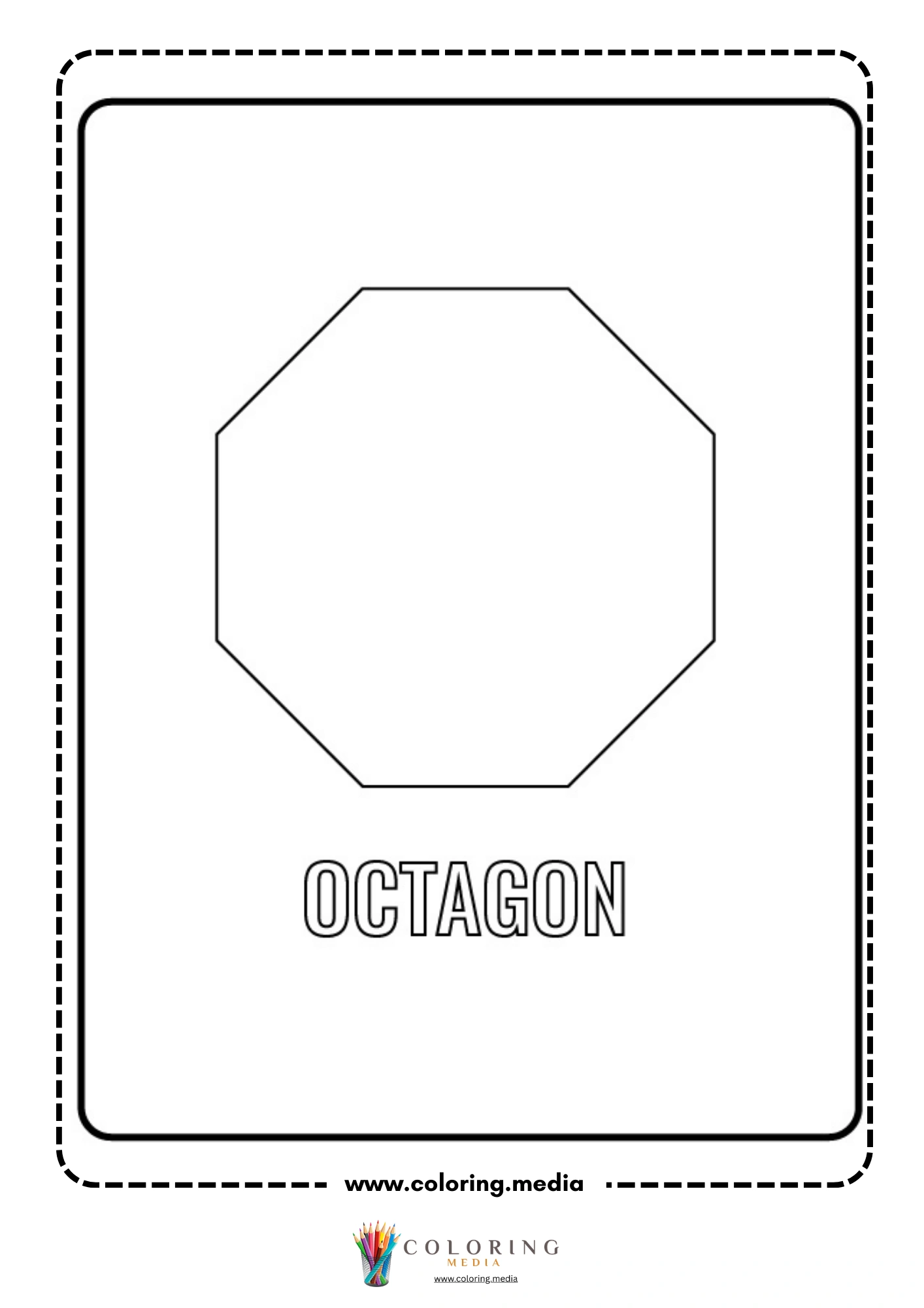 Octagon shape coloring page with labeled outline