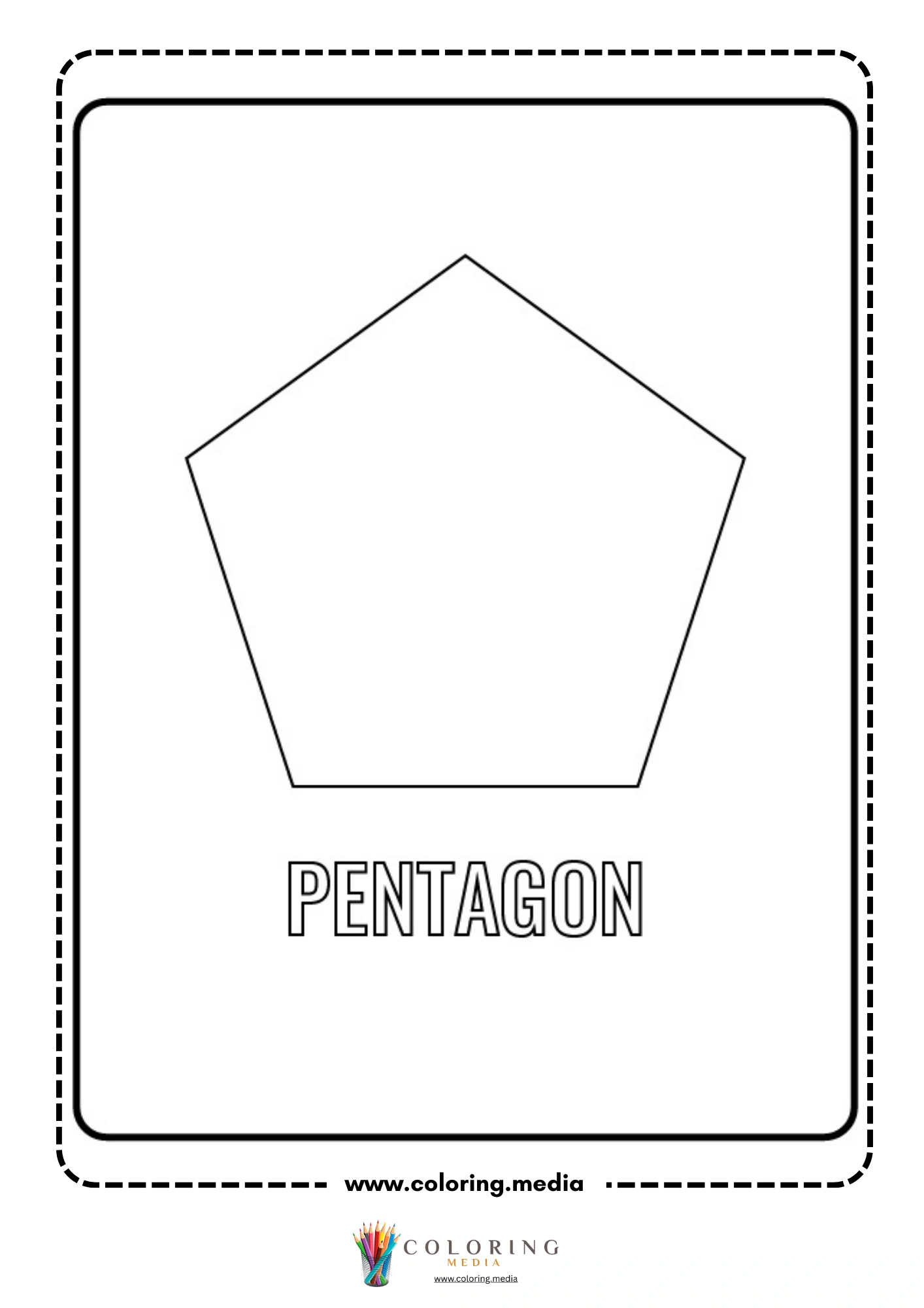 Pentagon shape coloring page with labeled outline