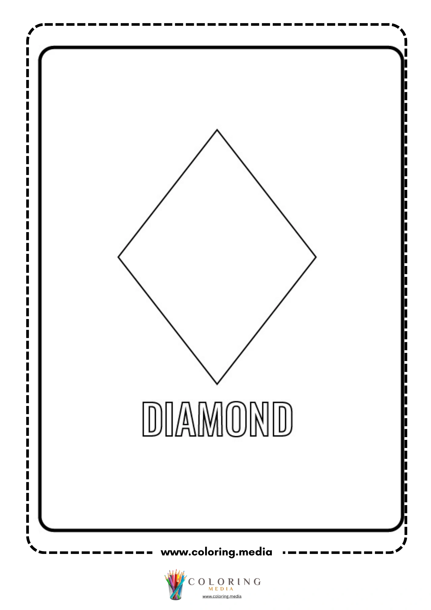 Diamond shape coloring page with labeled outline