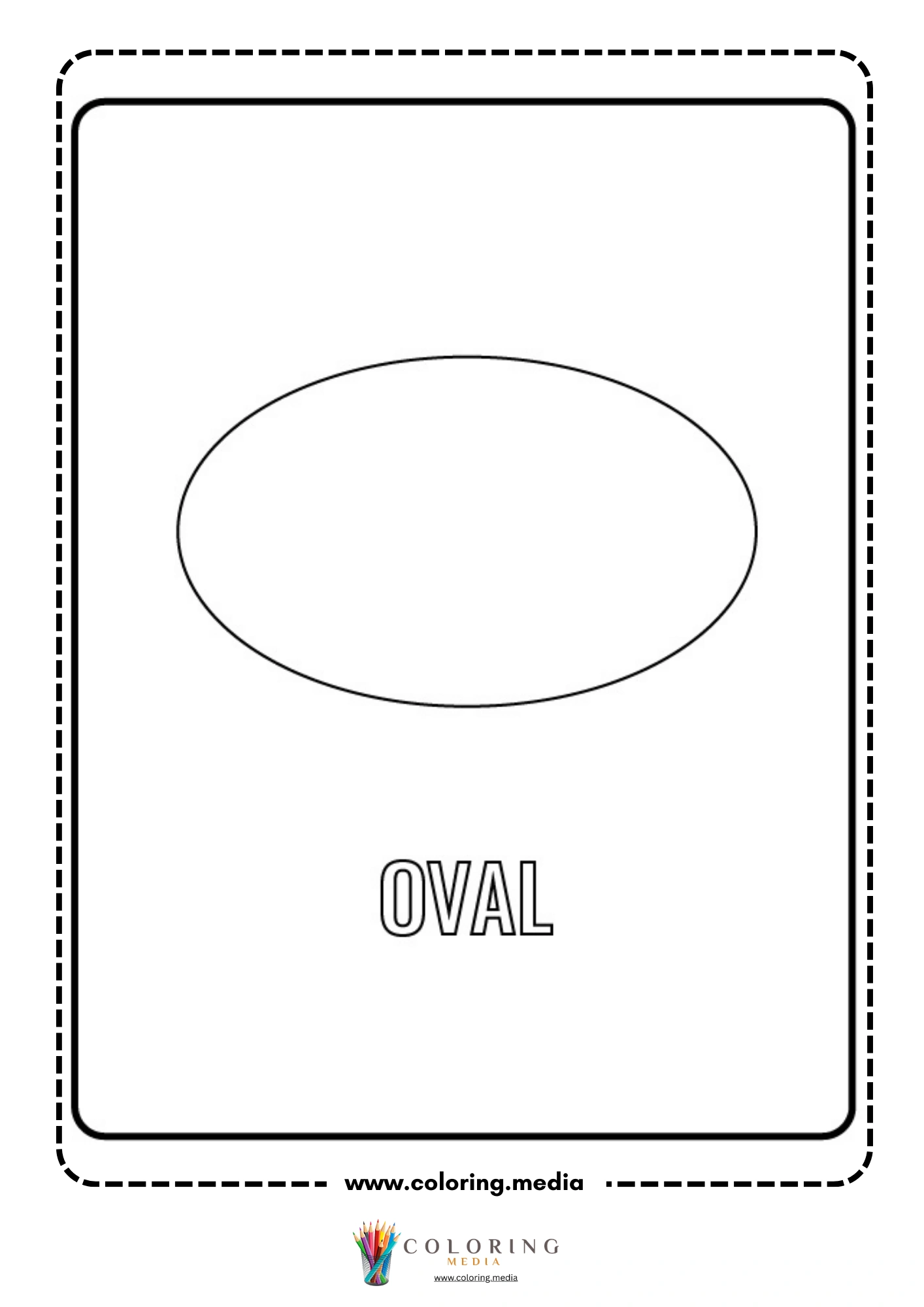 Oval shape coloring page with labeled outline