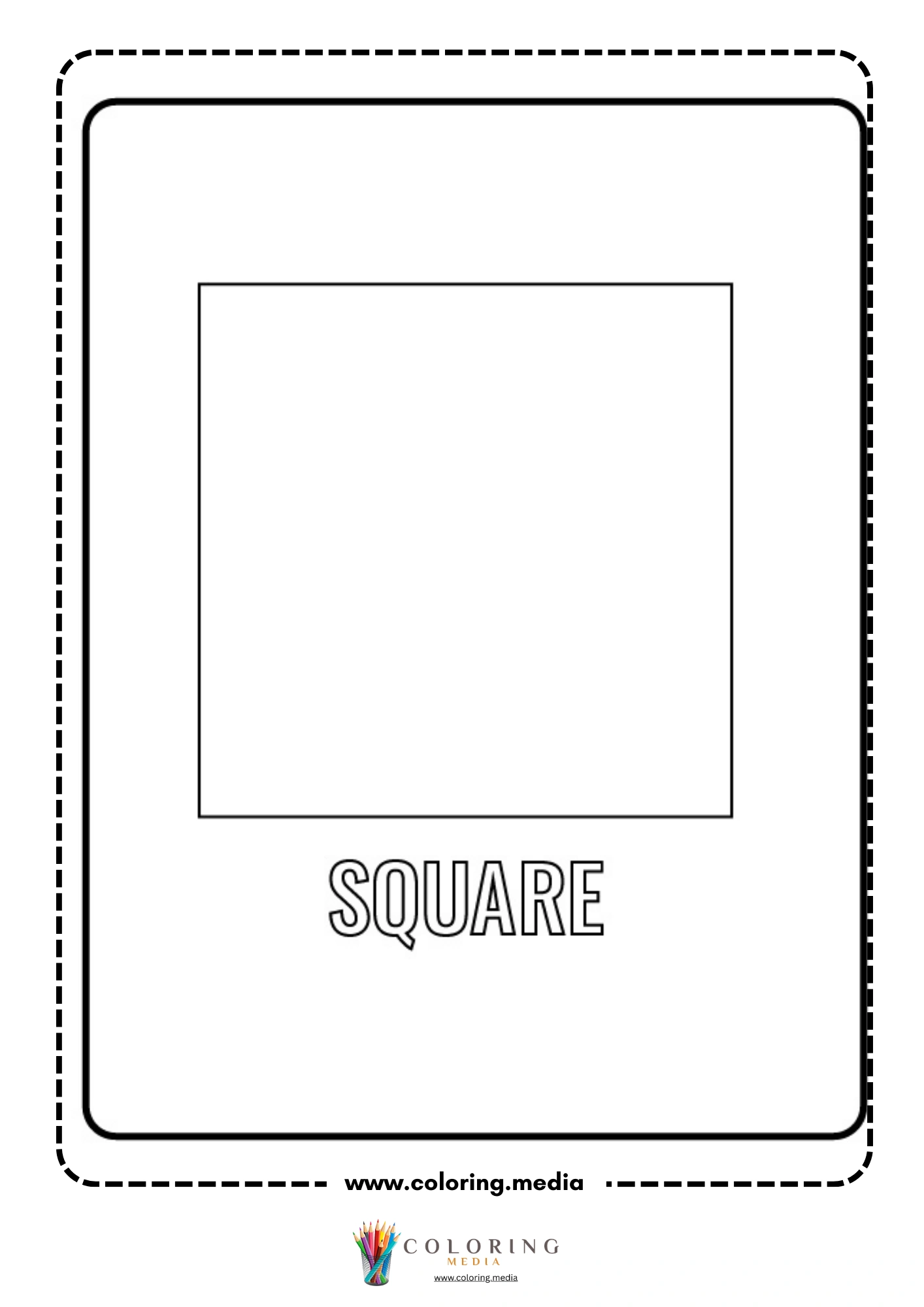 Square shape coloring page with labeled outline