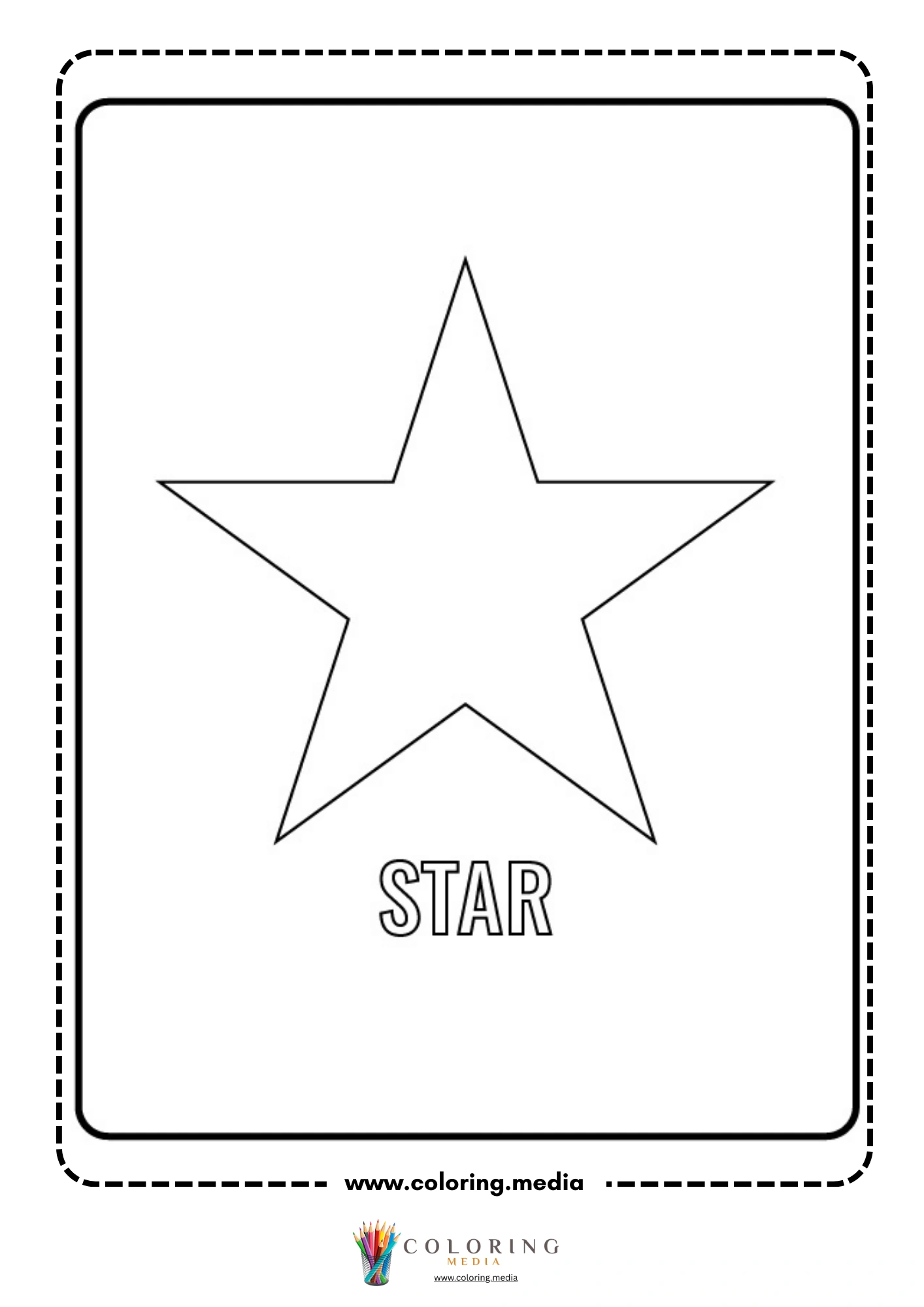Star shape coloring page with labeled outline