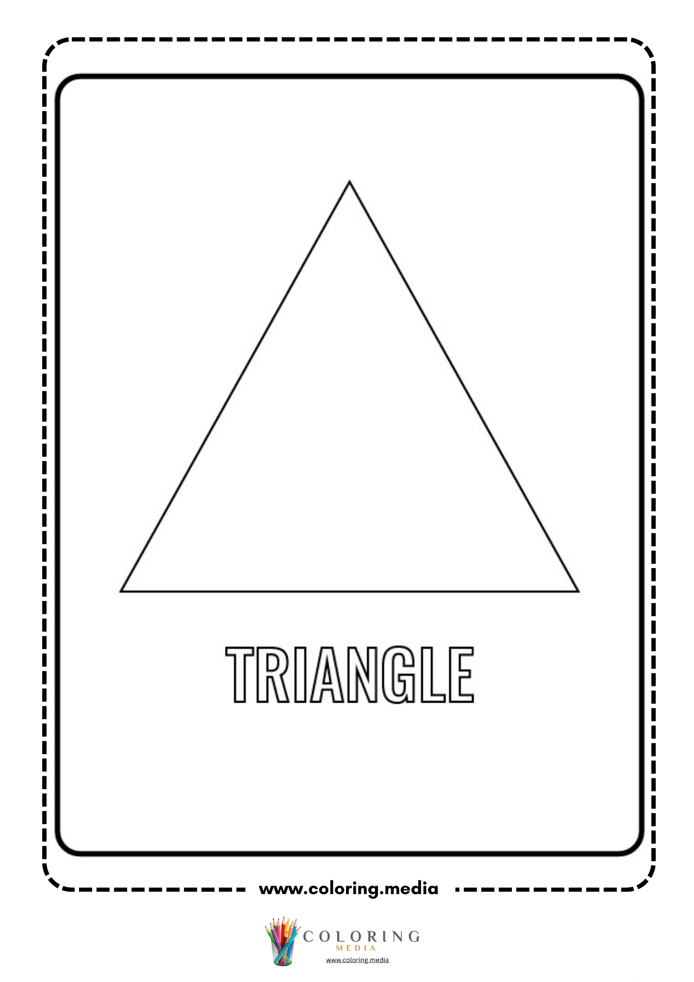 Triangle shape coloring page with labeled outline