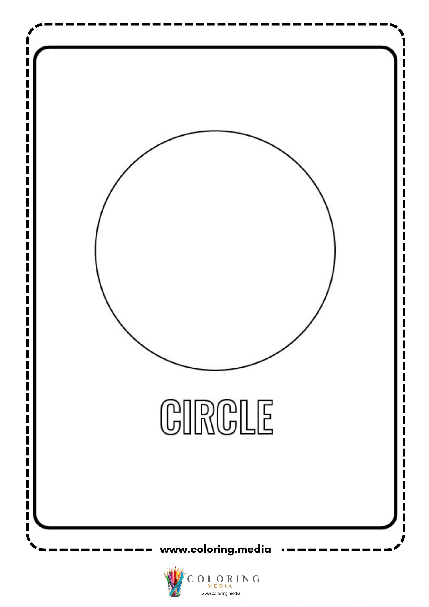 Circle shape coloring page with labeled outline