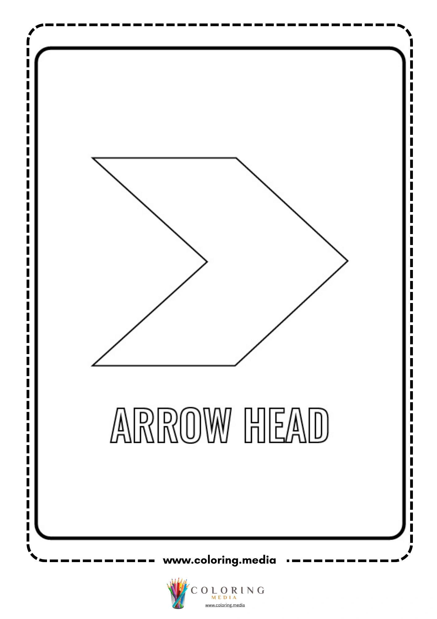 Arrow head shape coloring page with labeled outline
