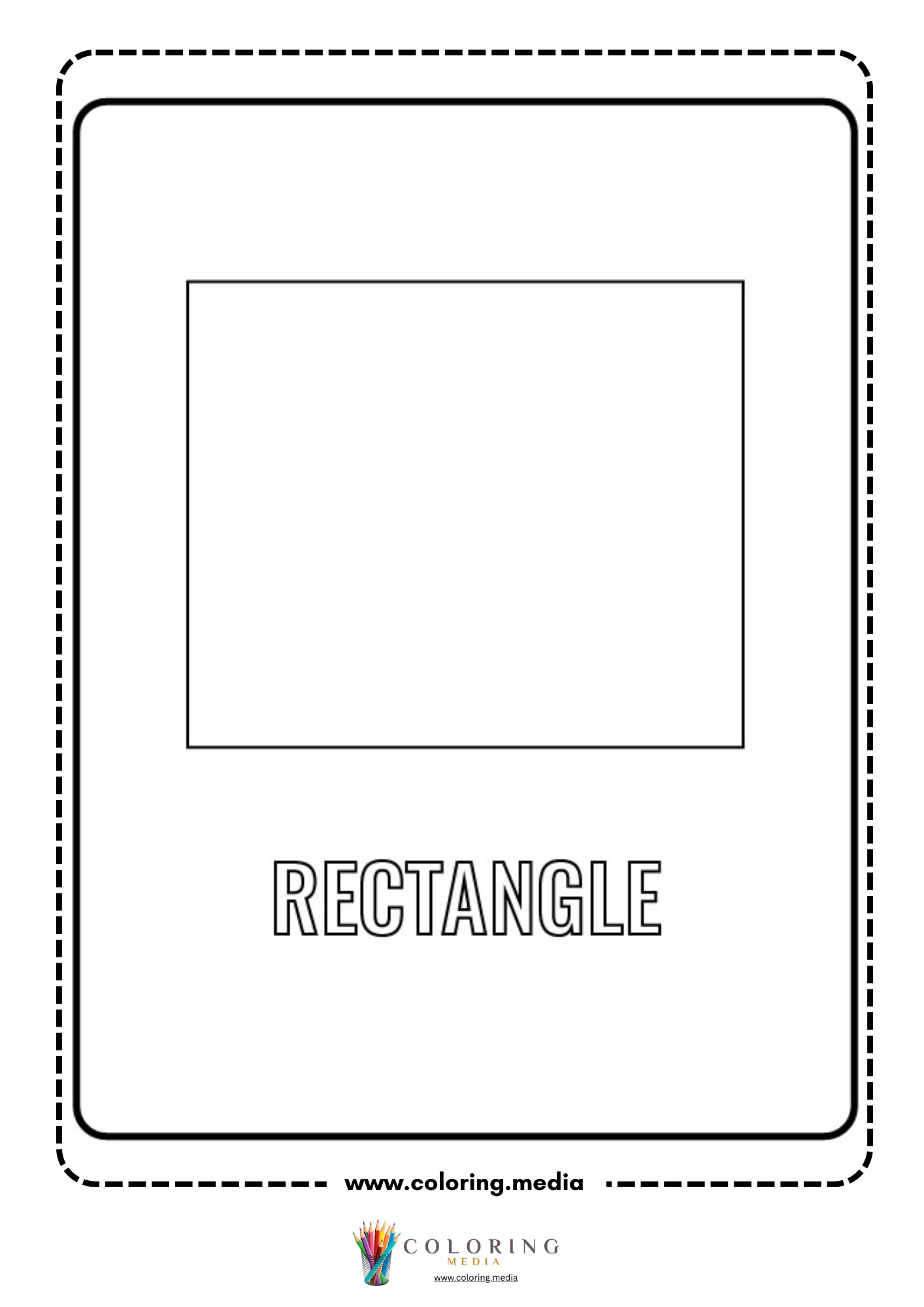 Rectangle shape coloring page with labeled outline