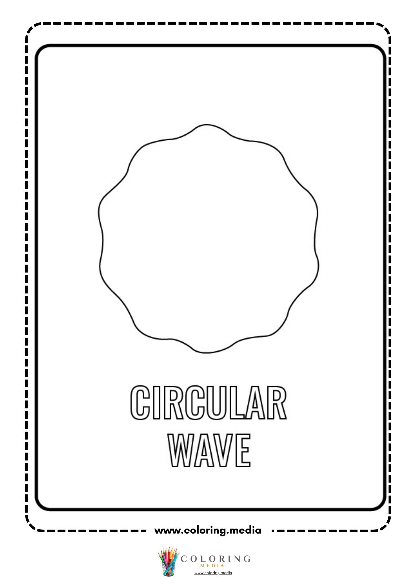 Circular wave shape coloring page with labeled outline