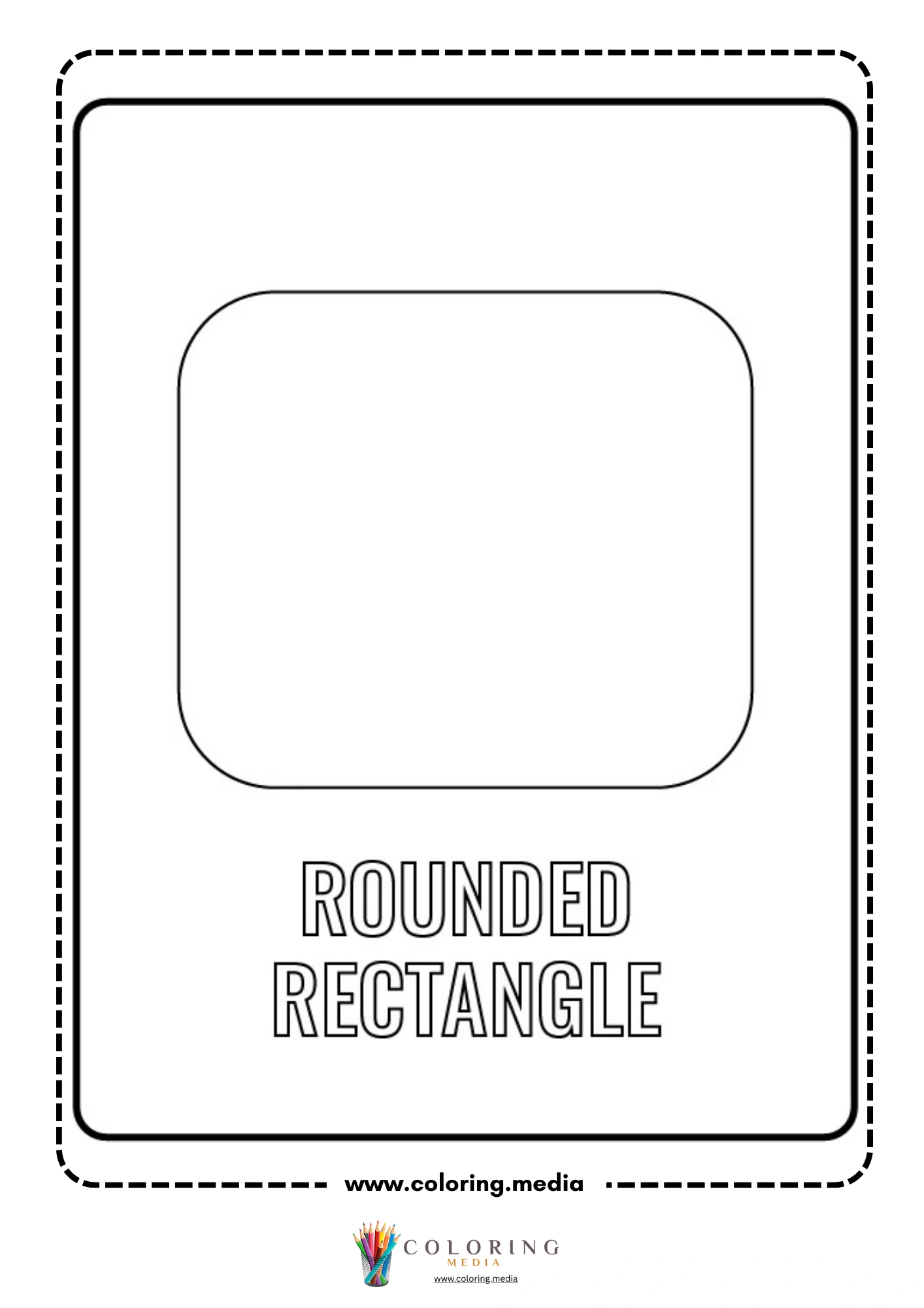 Rounded rectangle shape coloring page with labeled outline