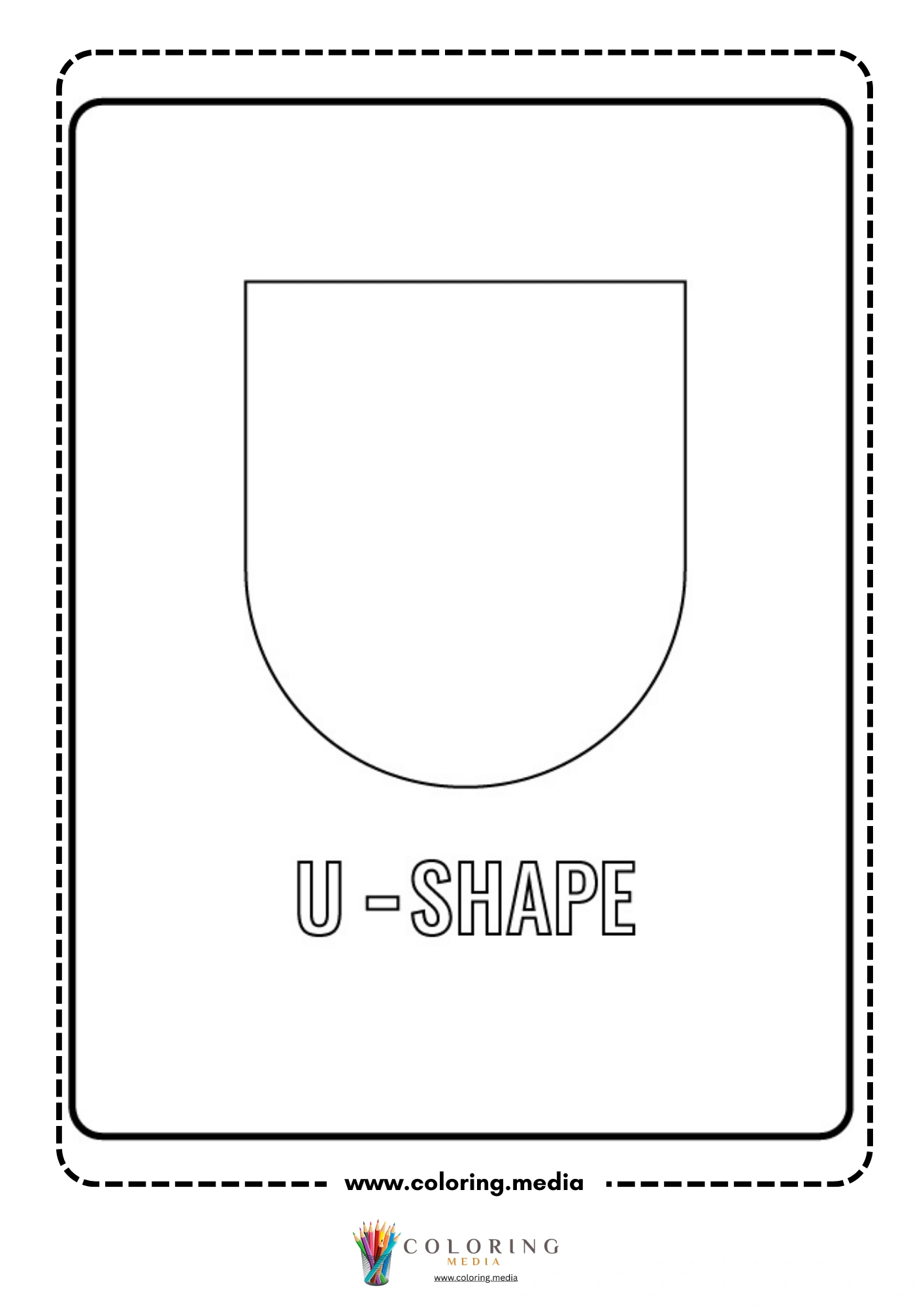 U-shape coloring page with labeled outline