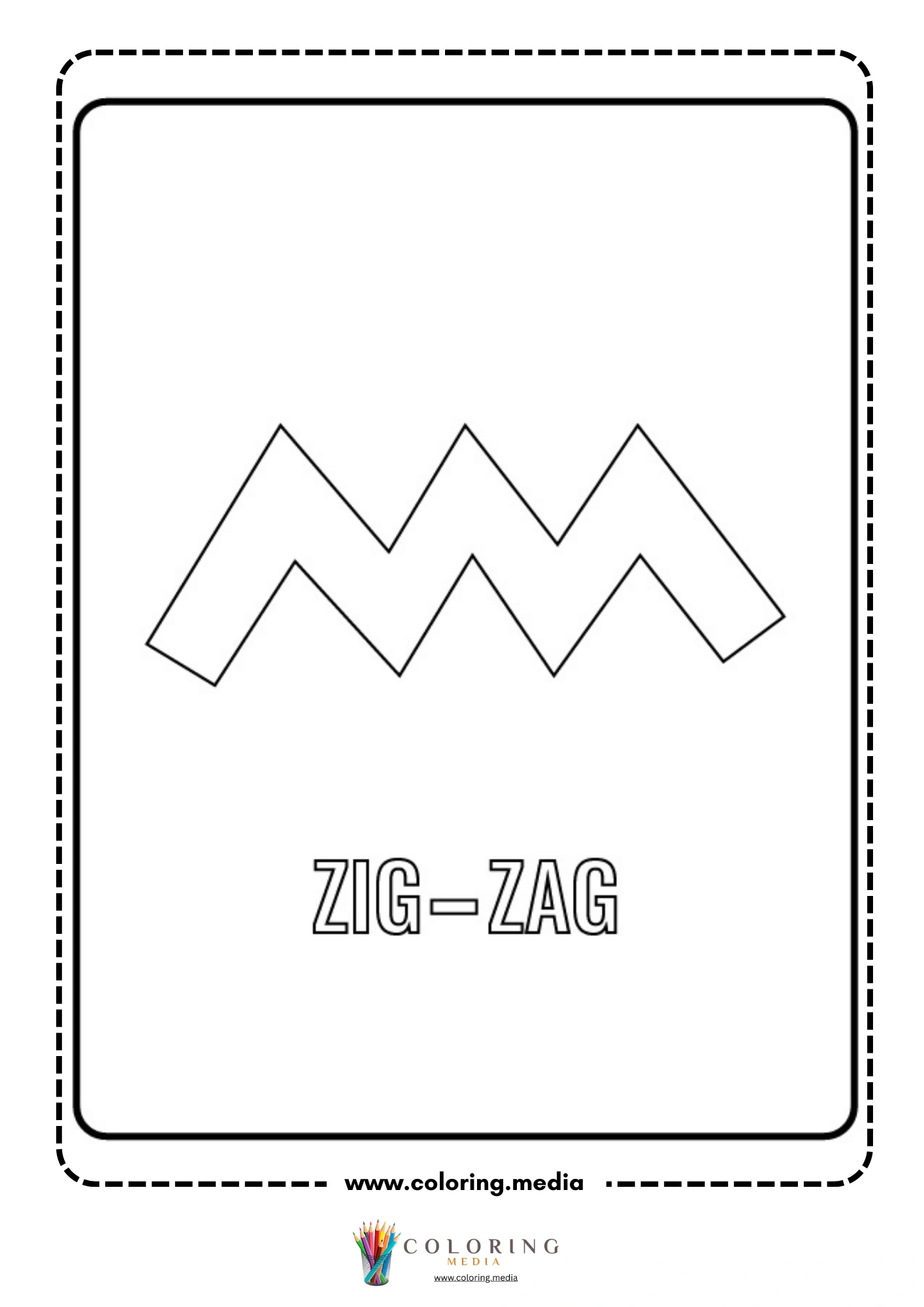 Zig-zag shape coloring page with labeled outline