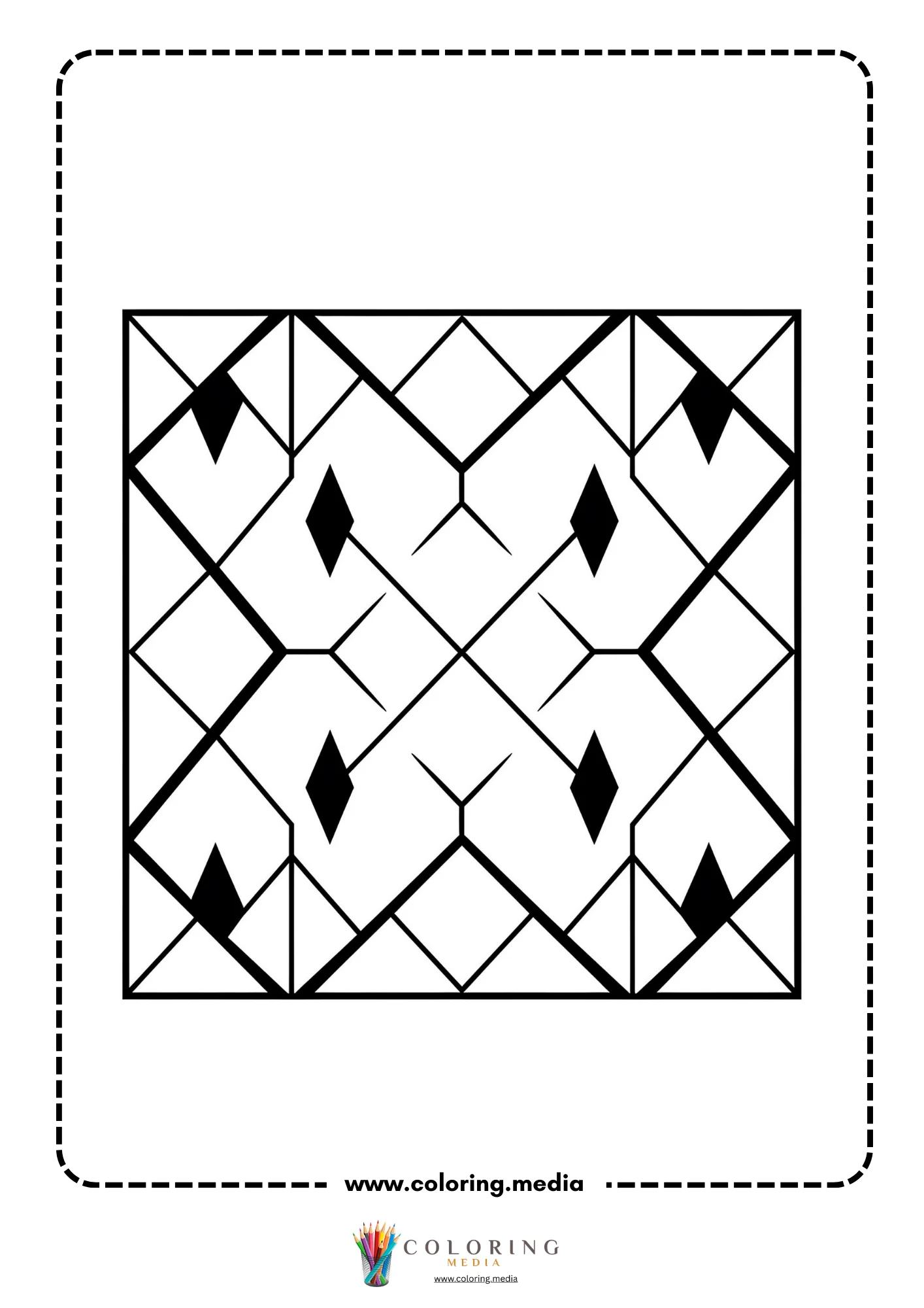 Easy geometric diamond pattern coloring page