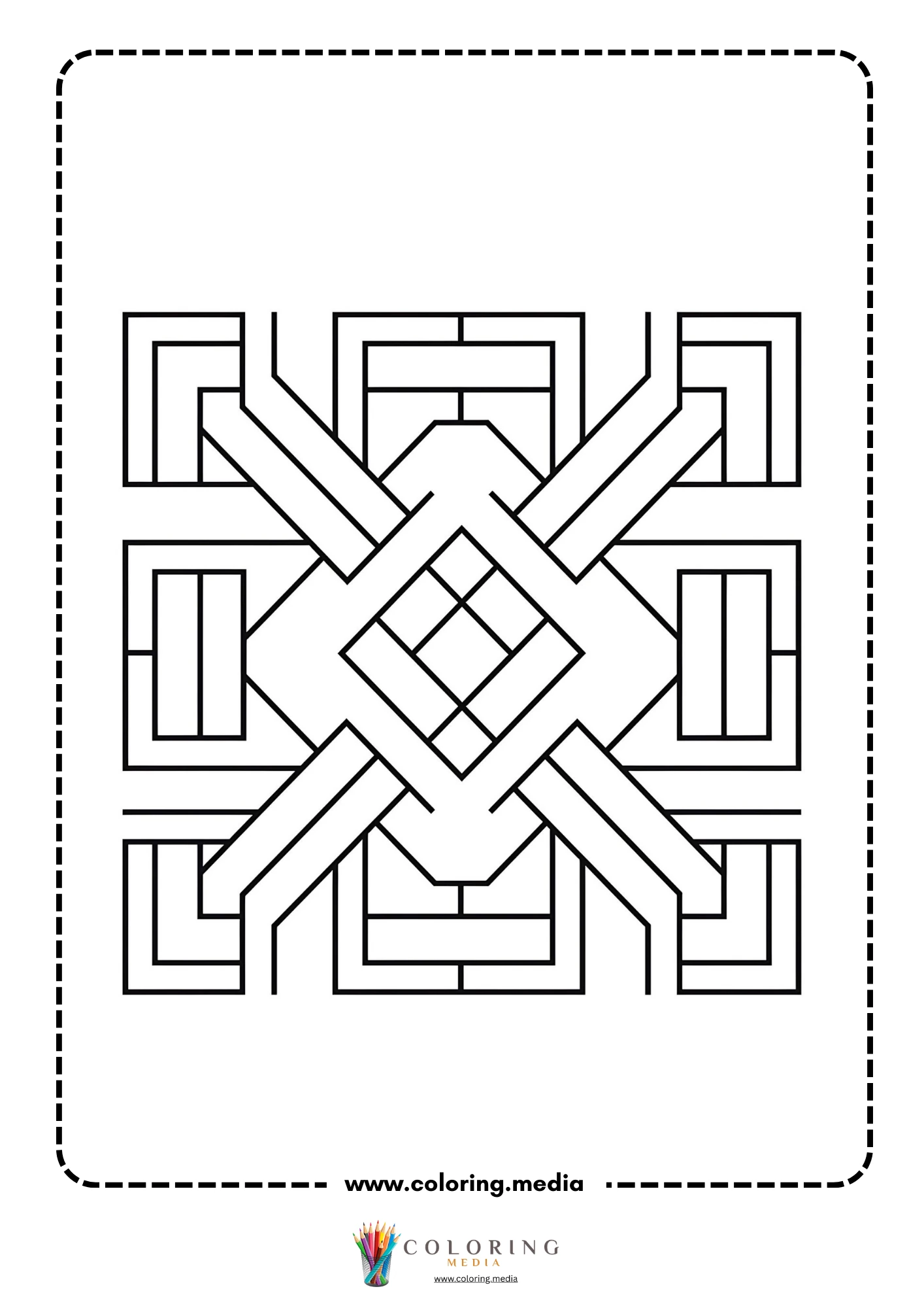 Easy interlocking rectangle pattern coloring page