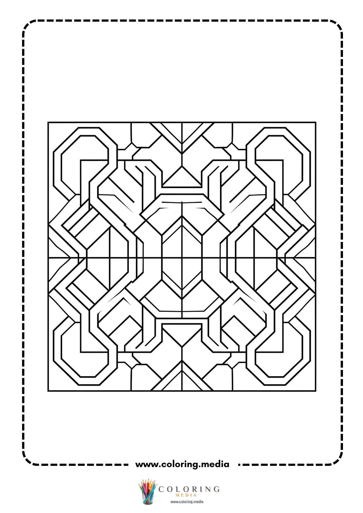 Easy abstract geometric pattern coloring page page 24