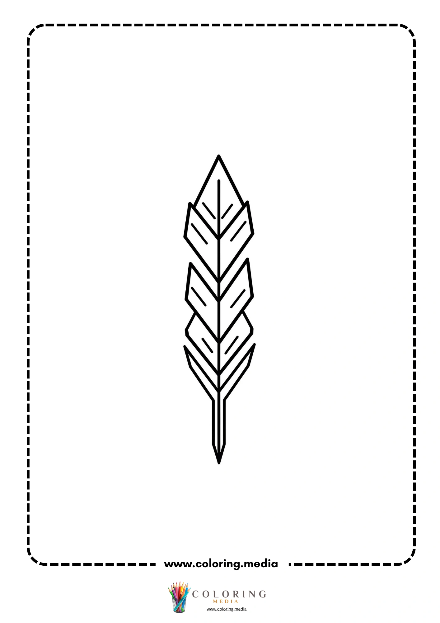 Easy feather leaf motif pattern coloring page