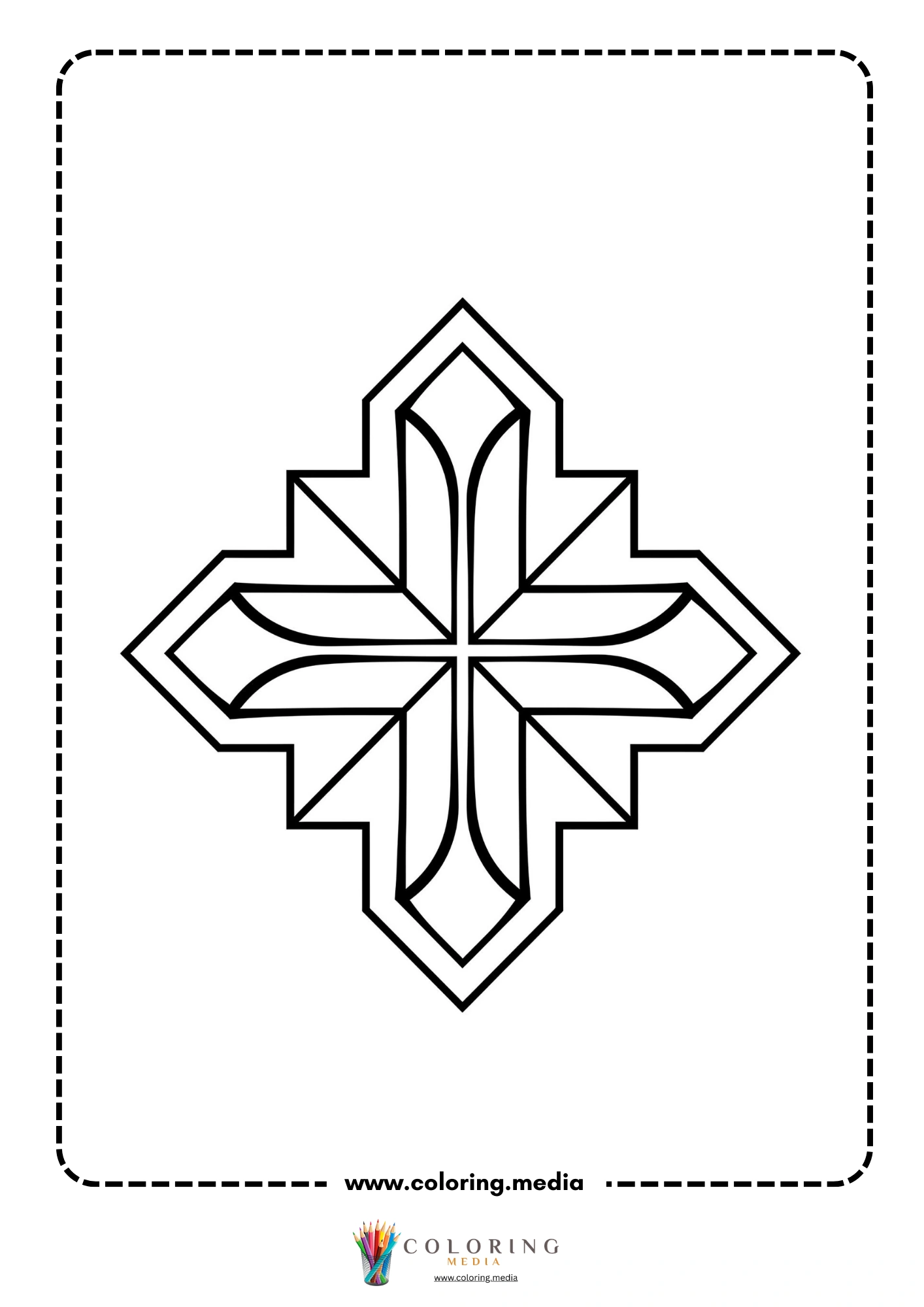 Easy geometric cross pattern coloring page