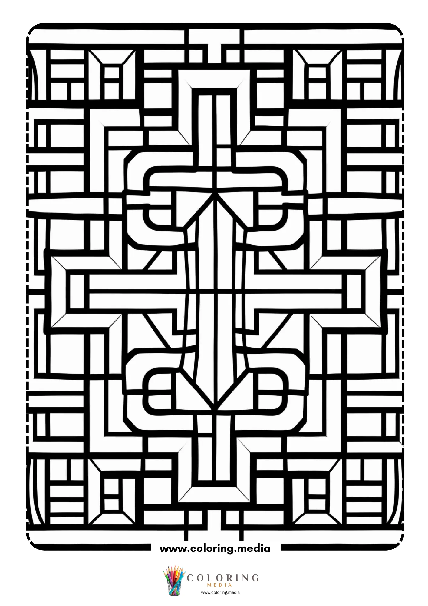 Geometric pattern coloring page with repeating line art page 11