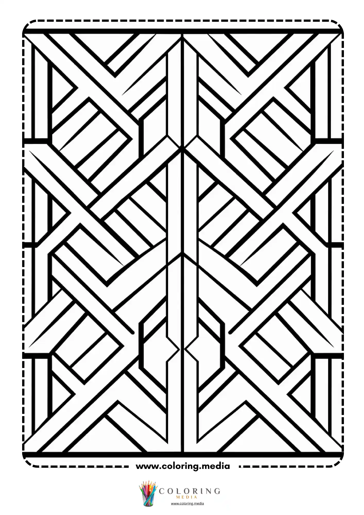 Geometric pattern coloring page with repeating line art page 14