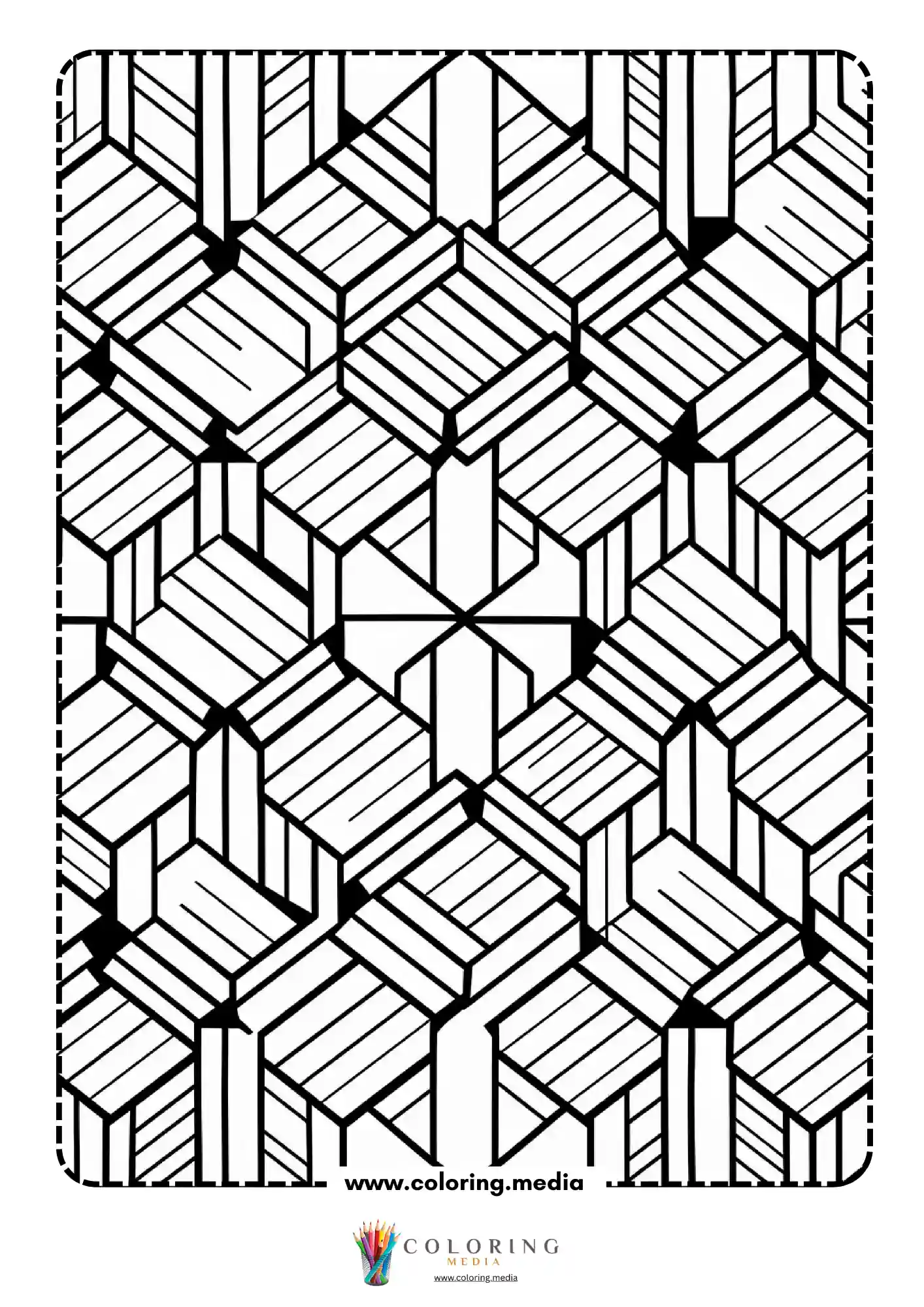 Geometric pattern coloring page with repeating line art page 16