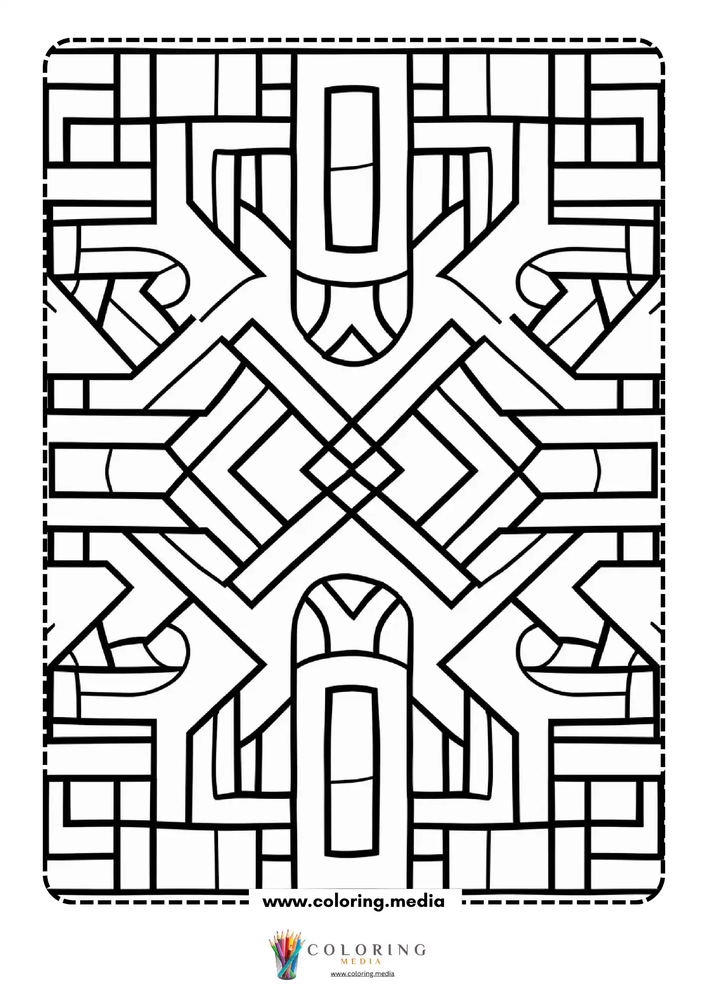 Geometric pattern coloring page with repeating line art page 17