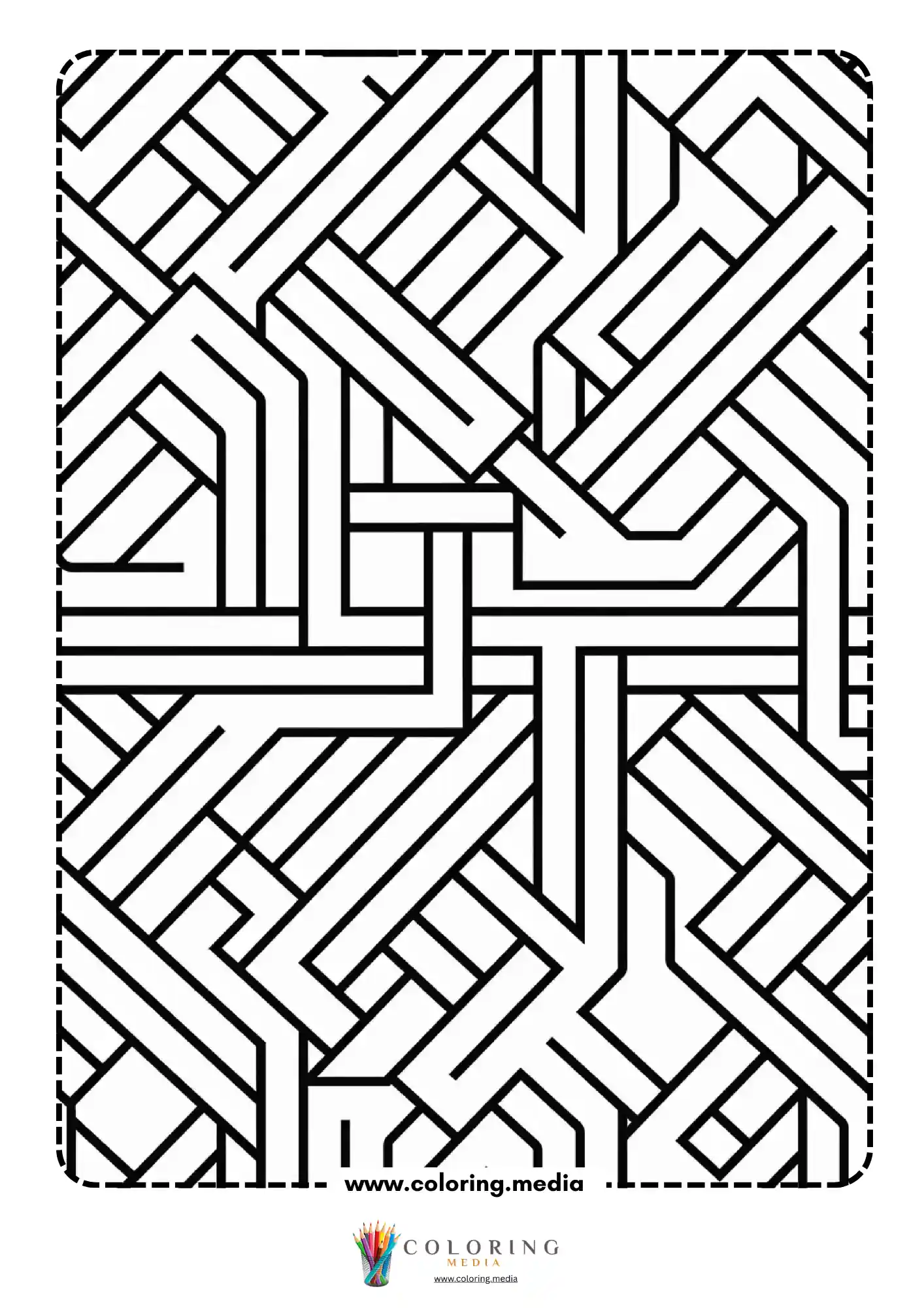 Geometric pattern coloring page with repeating line art page 18