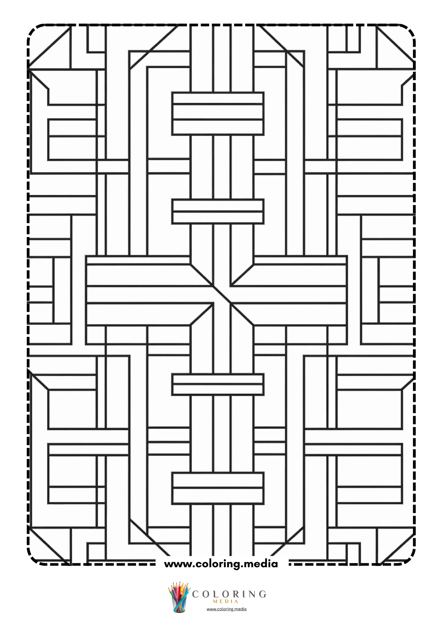 Geometric pattern coloring page with repeating line art page 19