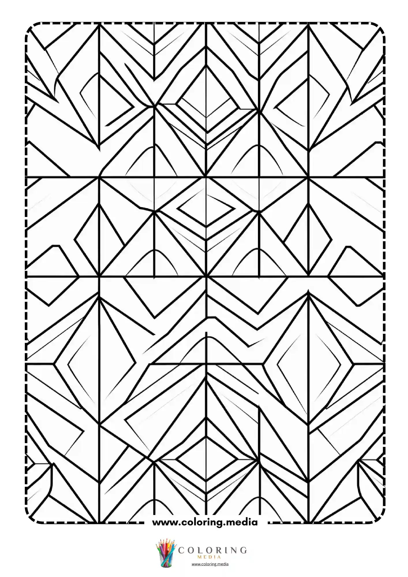 Geometric pattern coloring page with repeating line art page 20