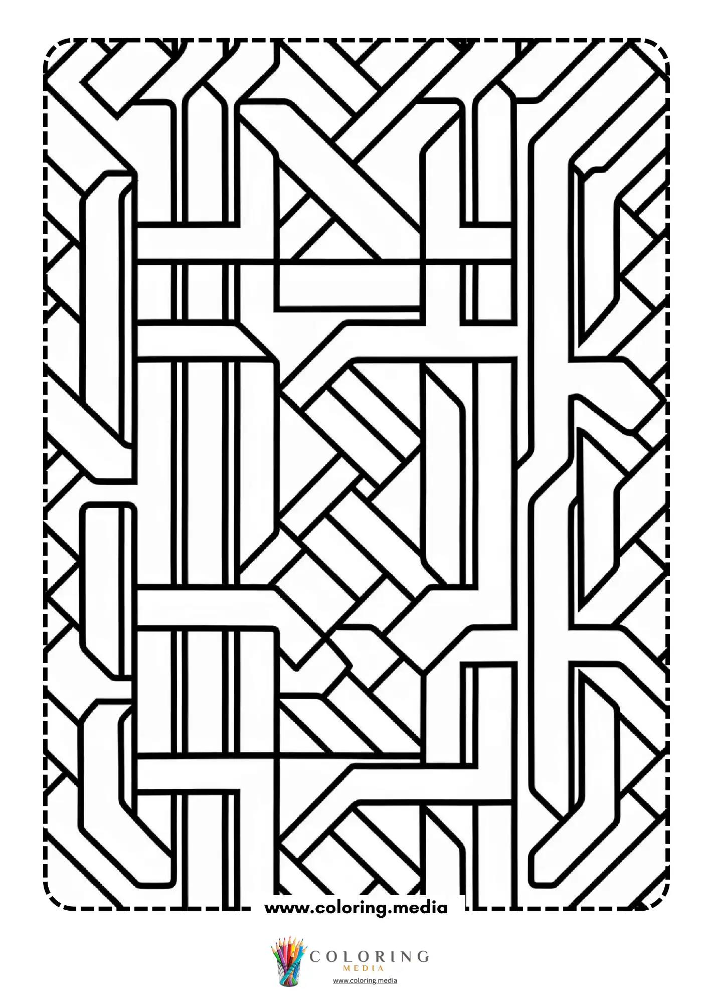 Geometric pattern coloring page with repeating line art page 23