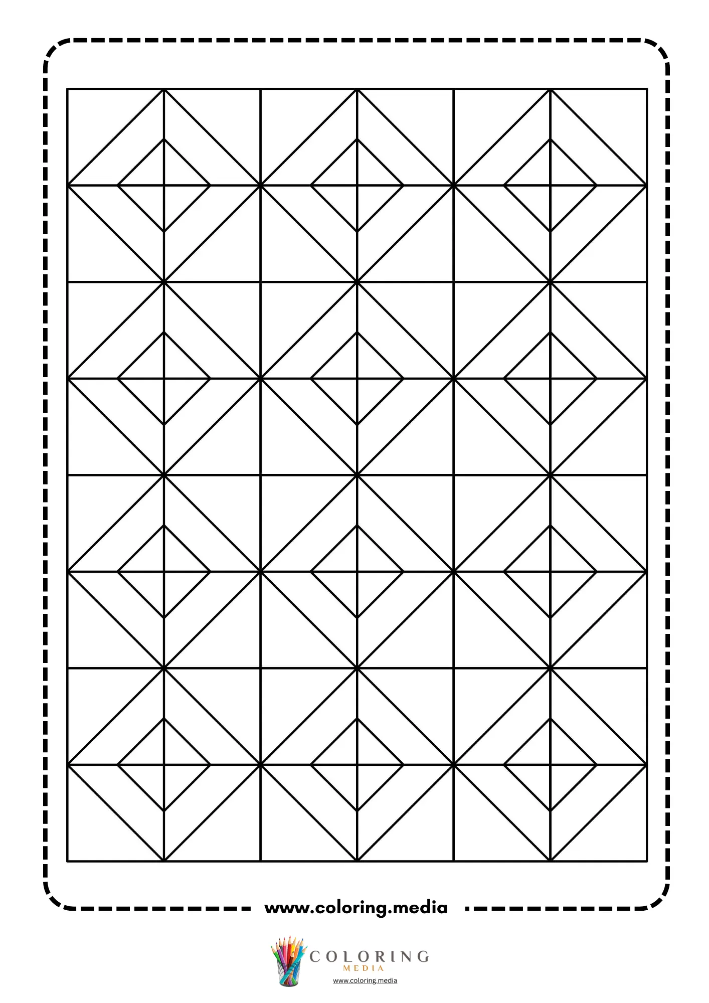 Geometric pattern coloring page with repeating line art page 30