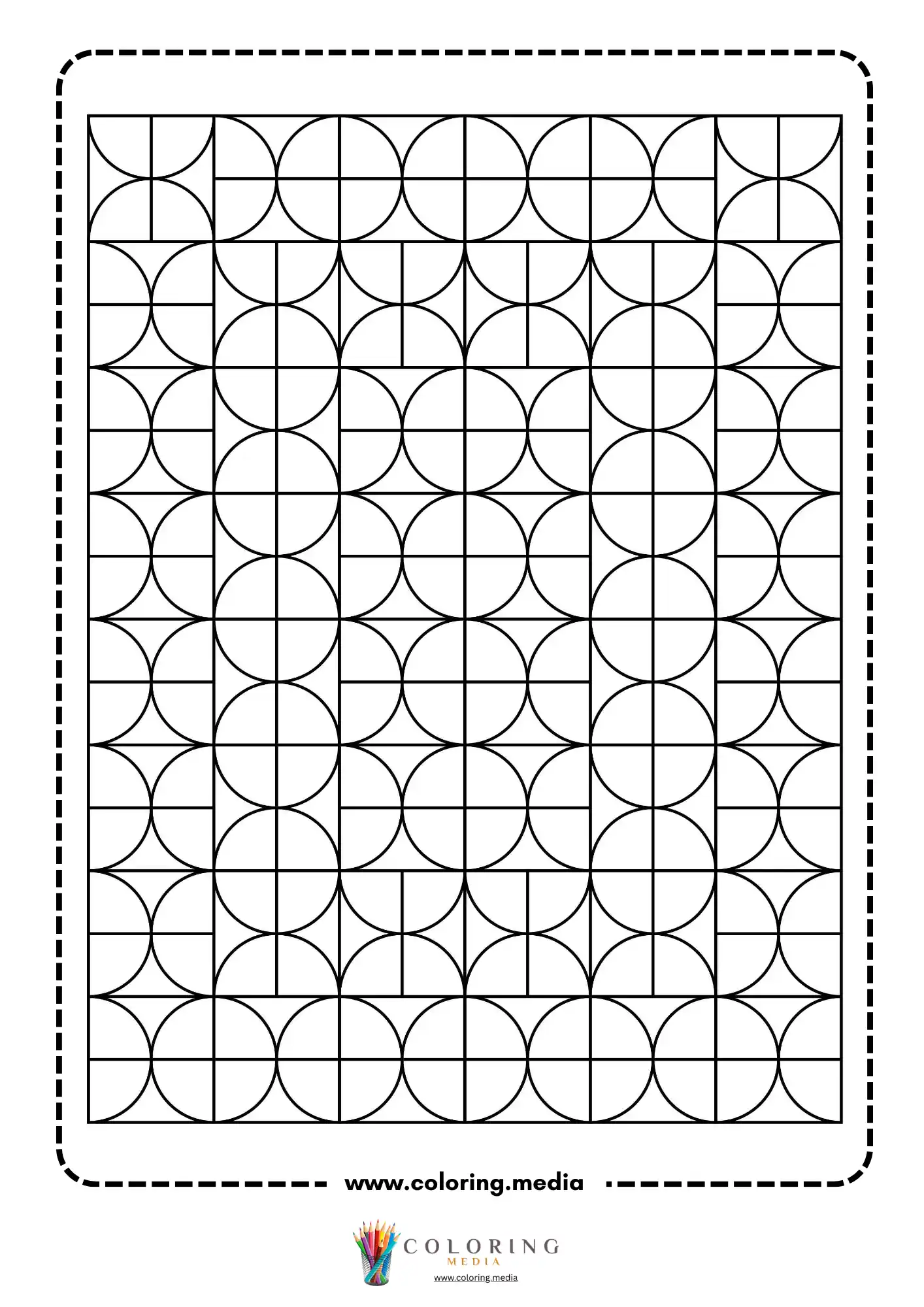 Geometric pattern coloring page with repeating line art page 31