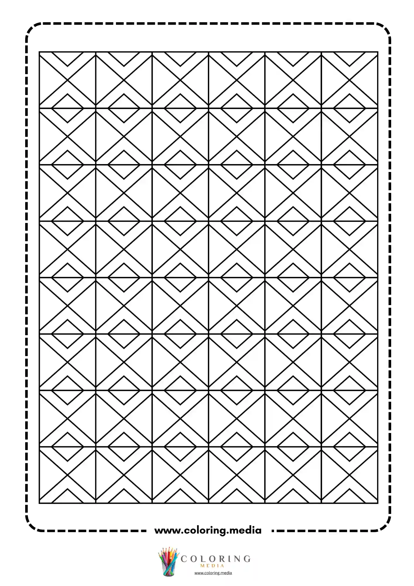 Geometric pattern coloring page with repeating line art page 34