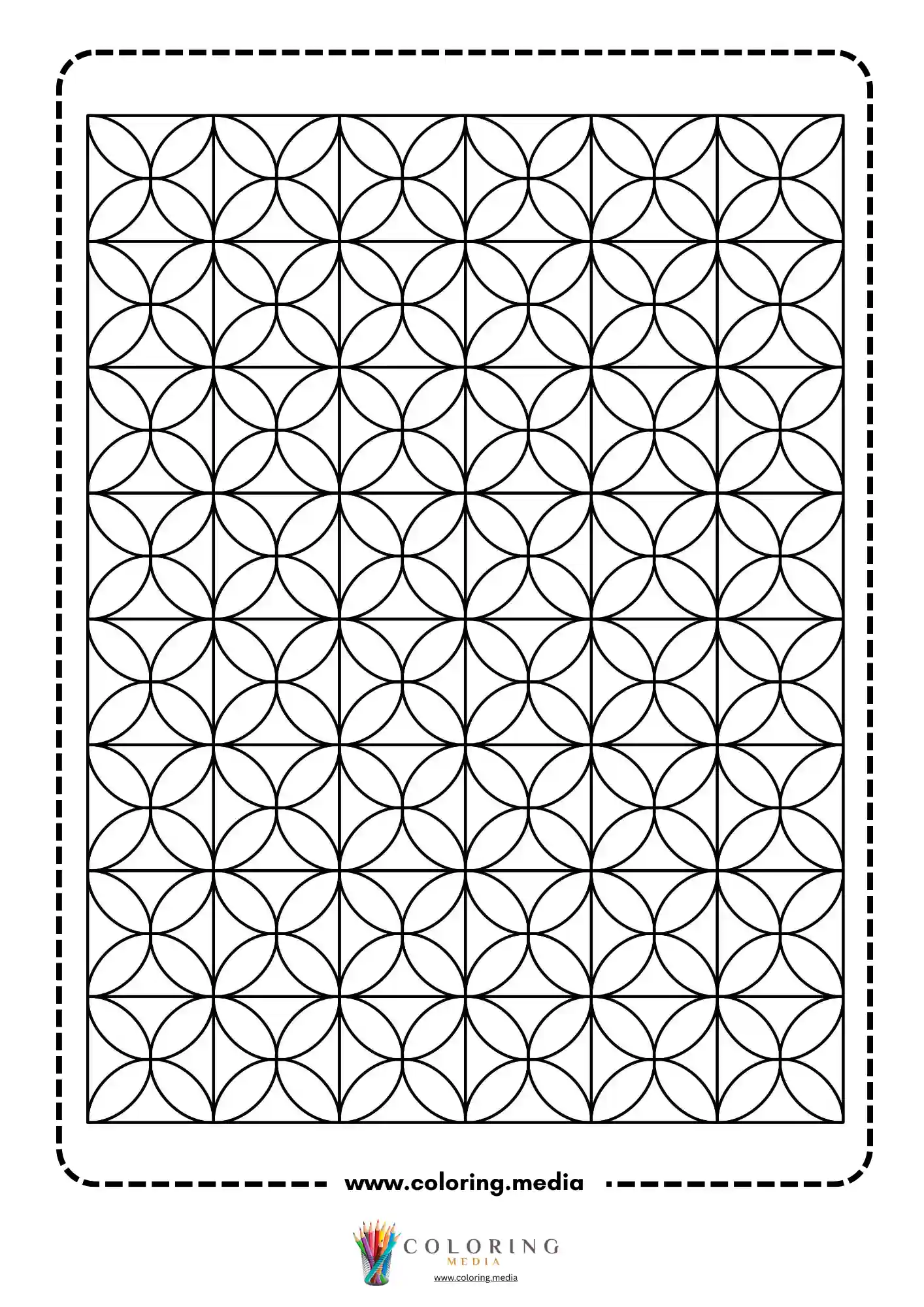 Geometric pattern coloring page with repeating line art page 44