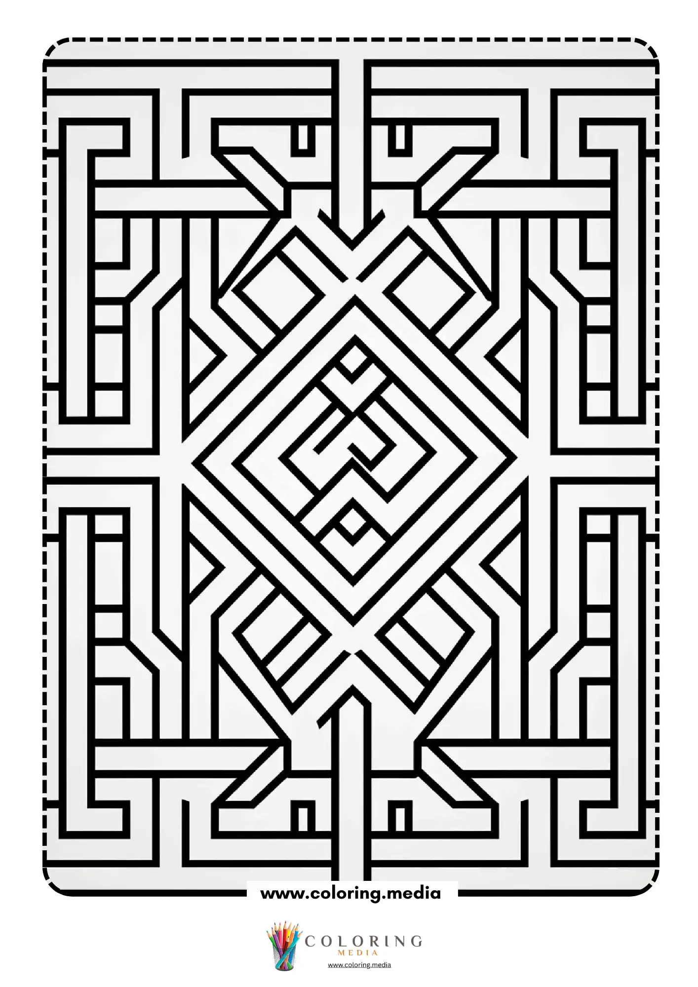 Geometric pattern coloring page with repeating line art page 7