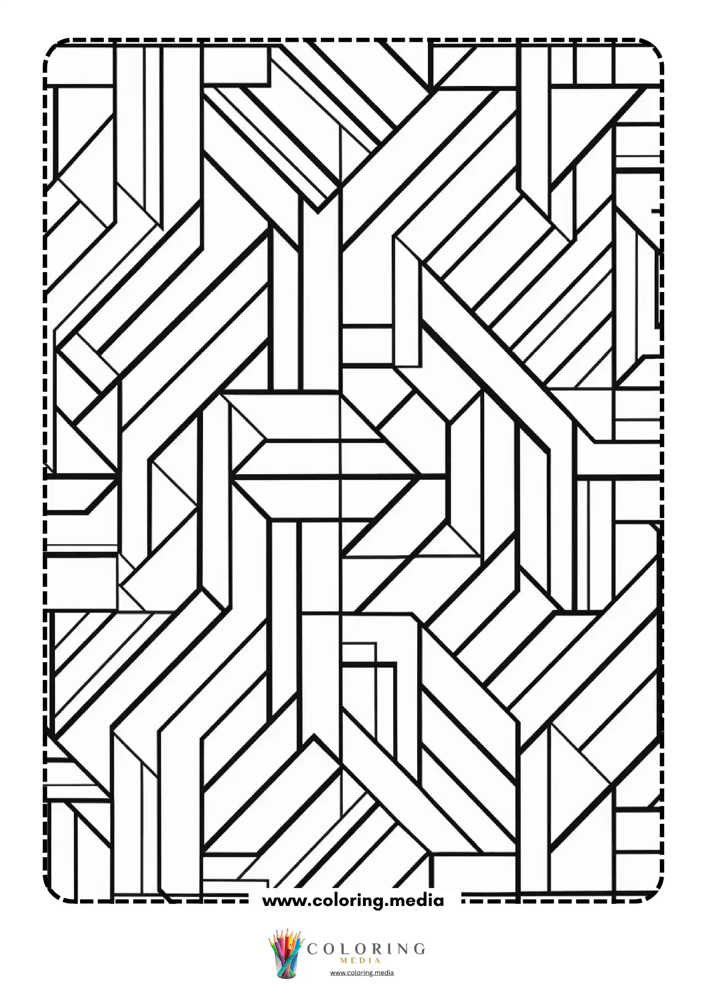 Geometric pattern coloring page with repeating line art page 9