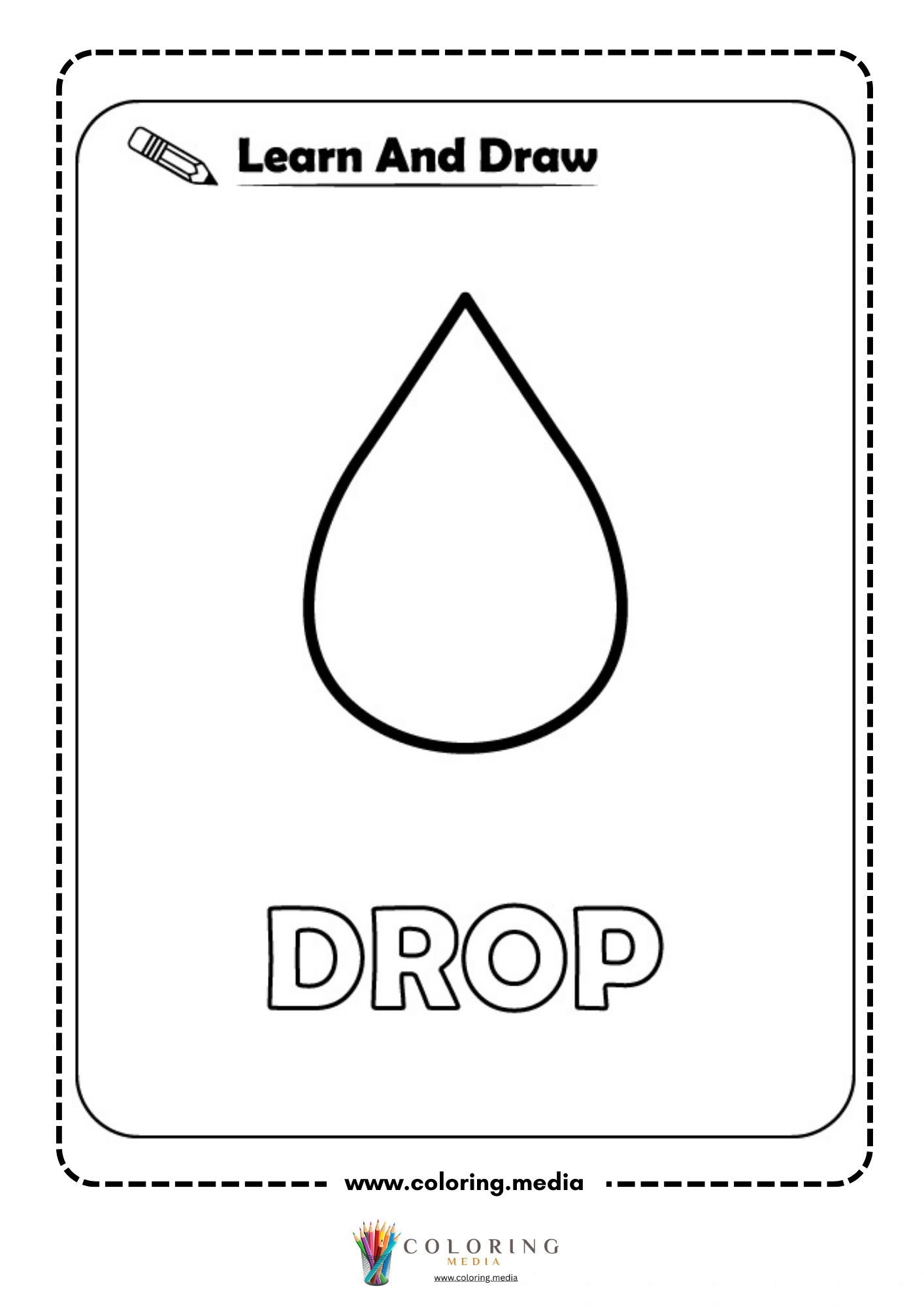 Learn and draw drop shape activity coloring page