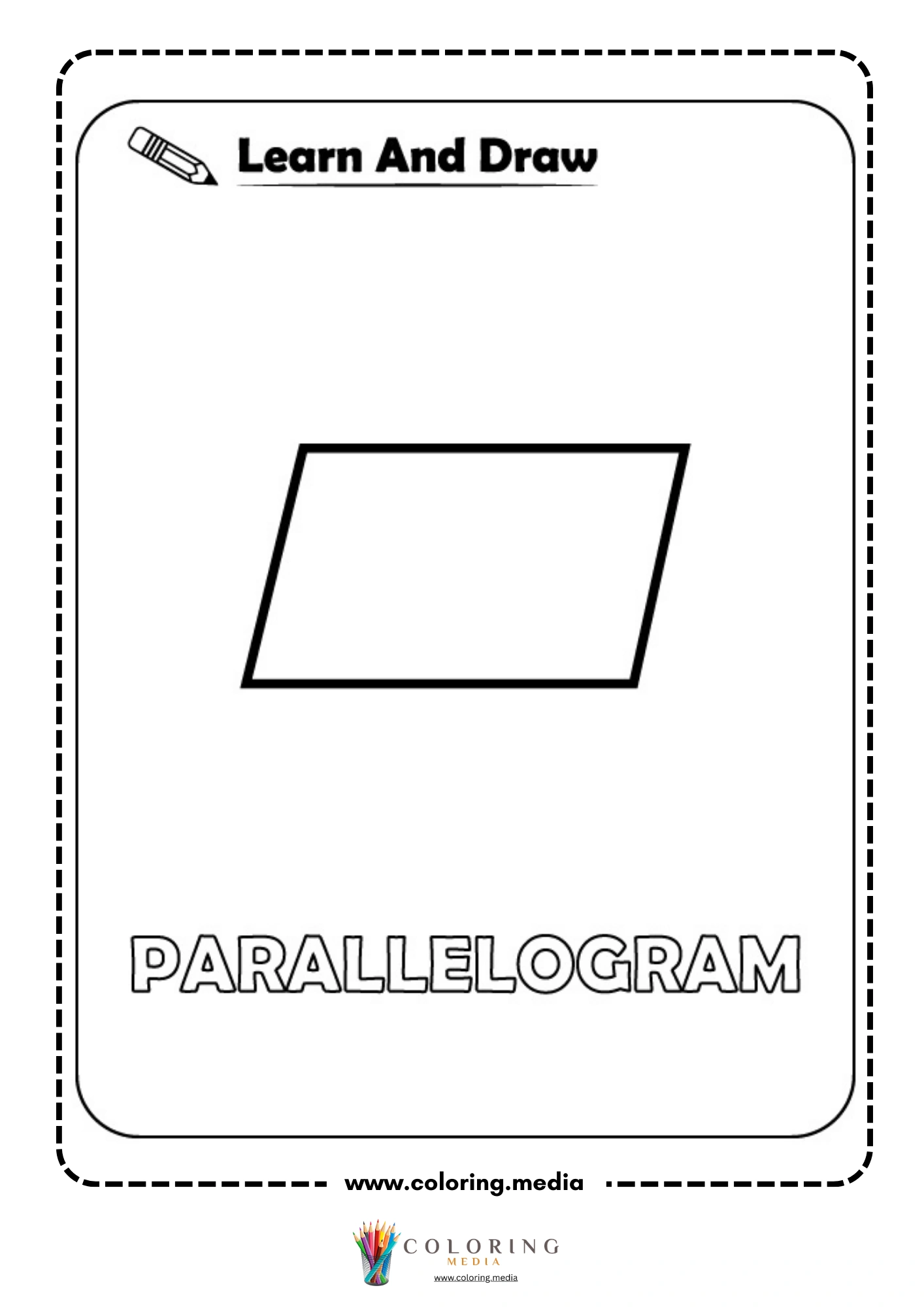 Learn and draw parallelogram shape activity coloring page