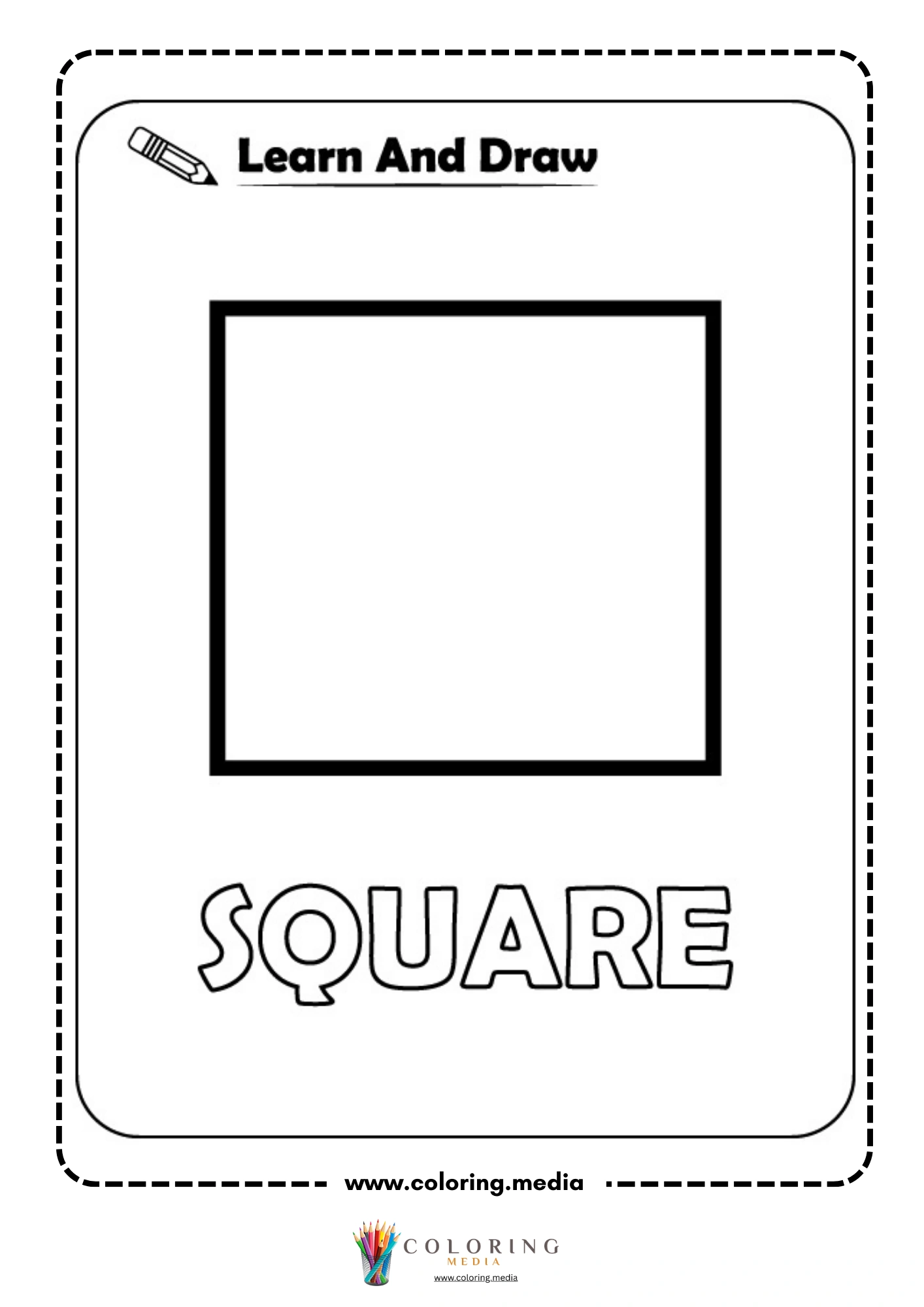 Learn and draw geometric shape activity coloring page page 13