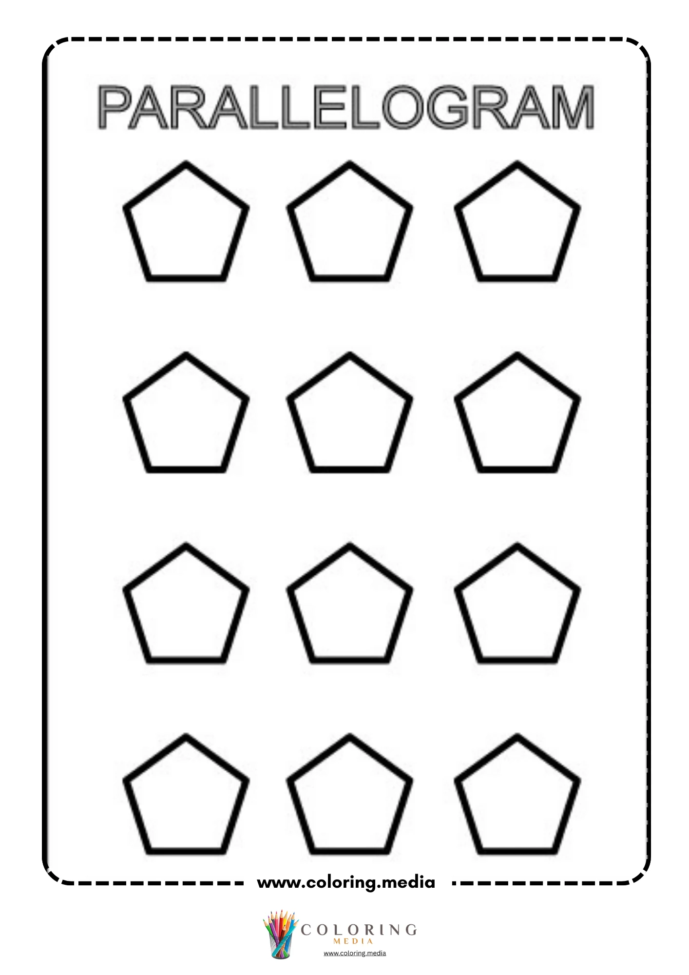 Learn and draw geometric shape activity coloring page page 23