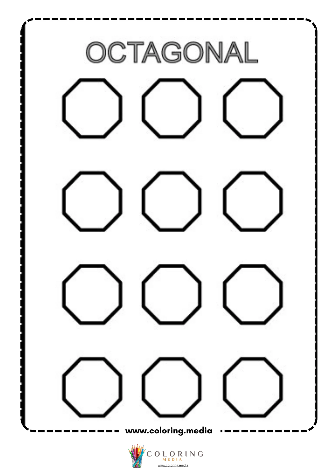 Learn and draw geometric shape activity coloring page page 25