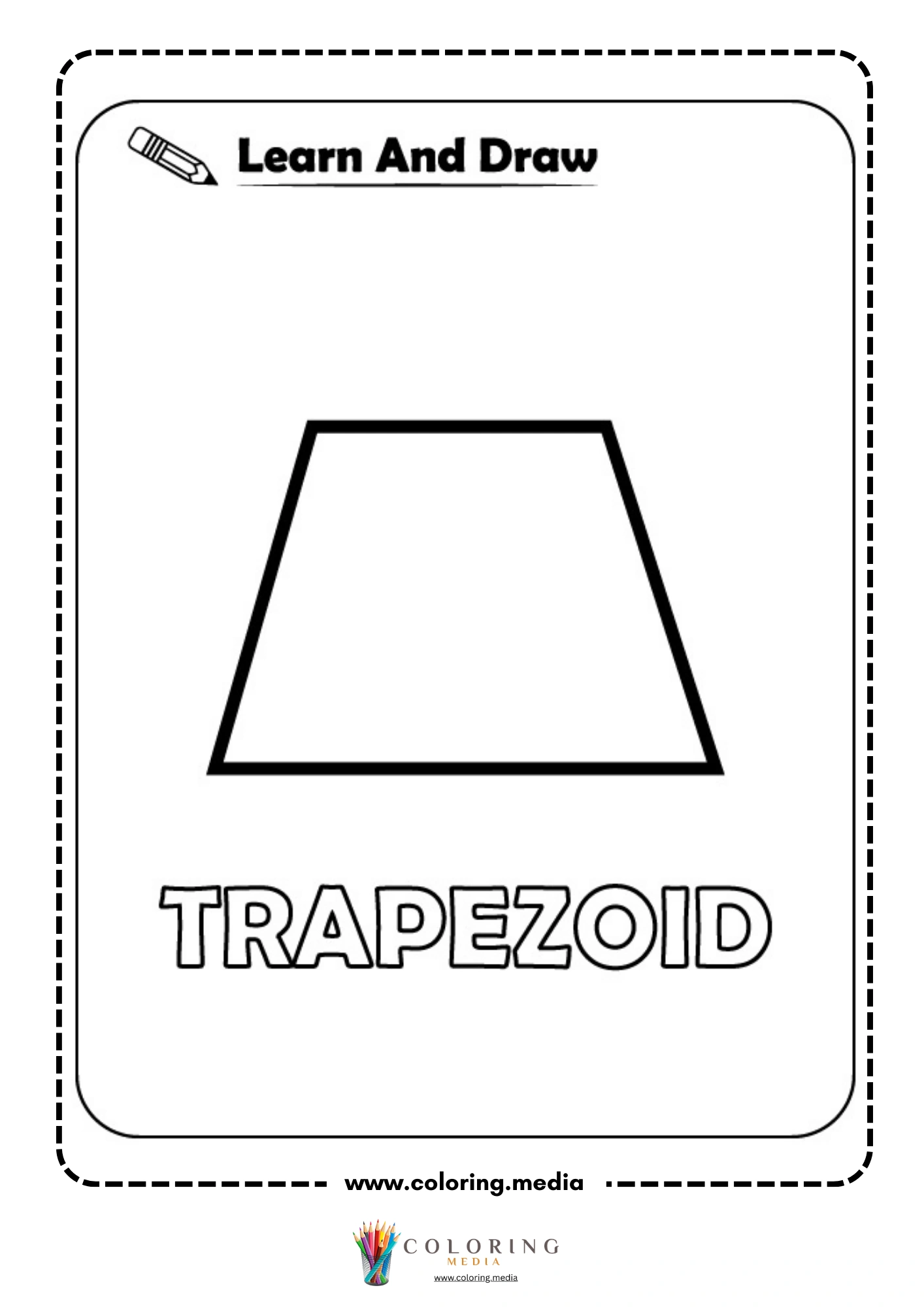 Learn and draw trapezoid shape activity coloring page