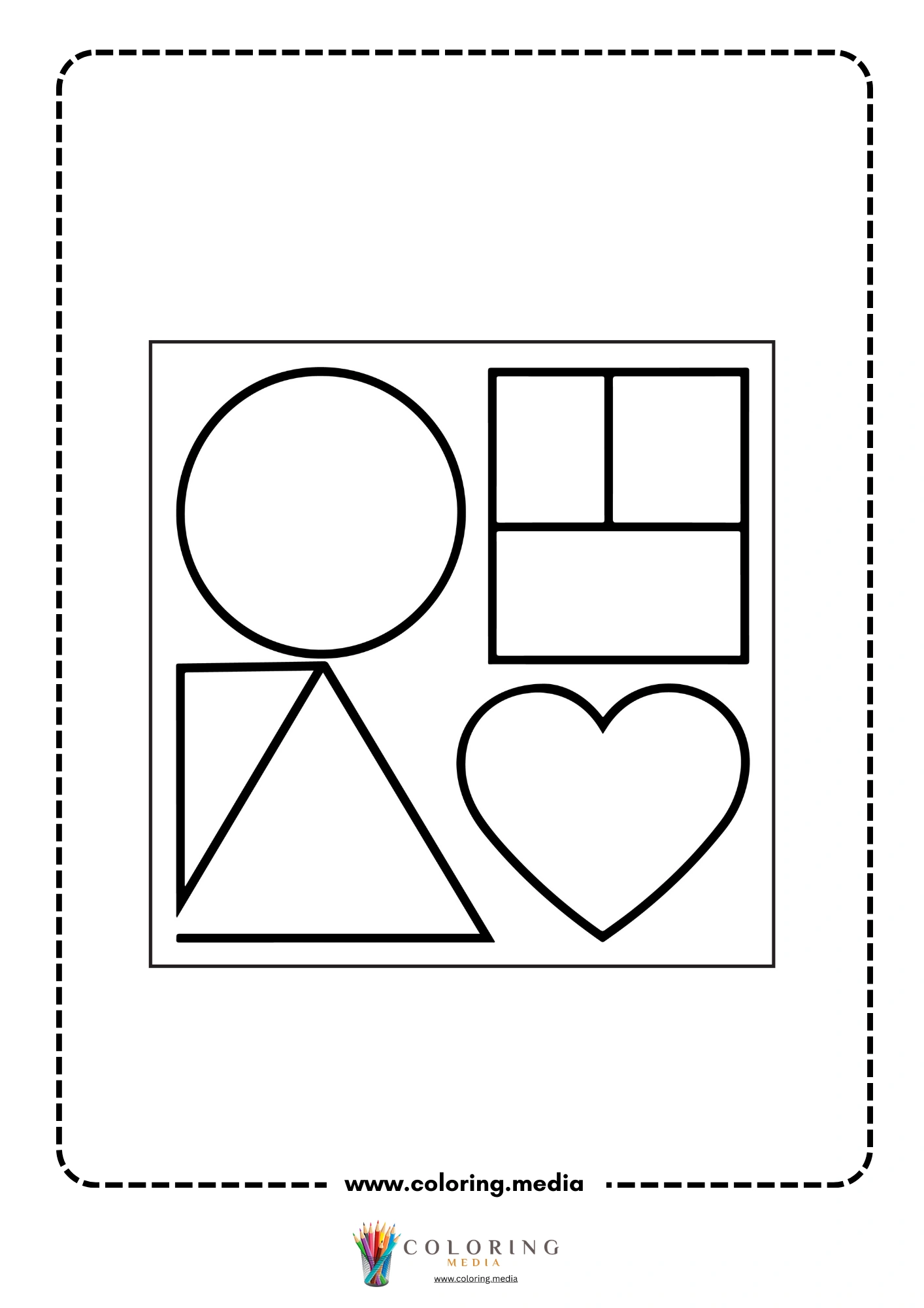 Multi-shapes coloring page with mixed geometric outline shapes page 10
