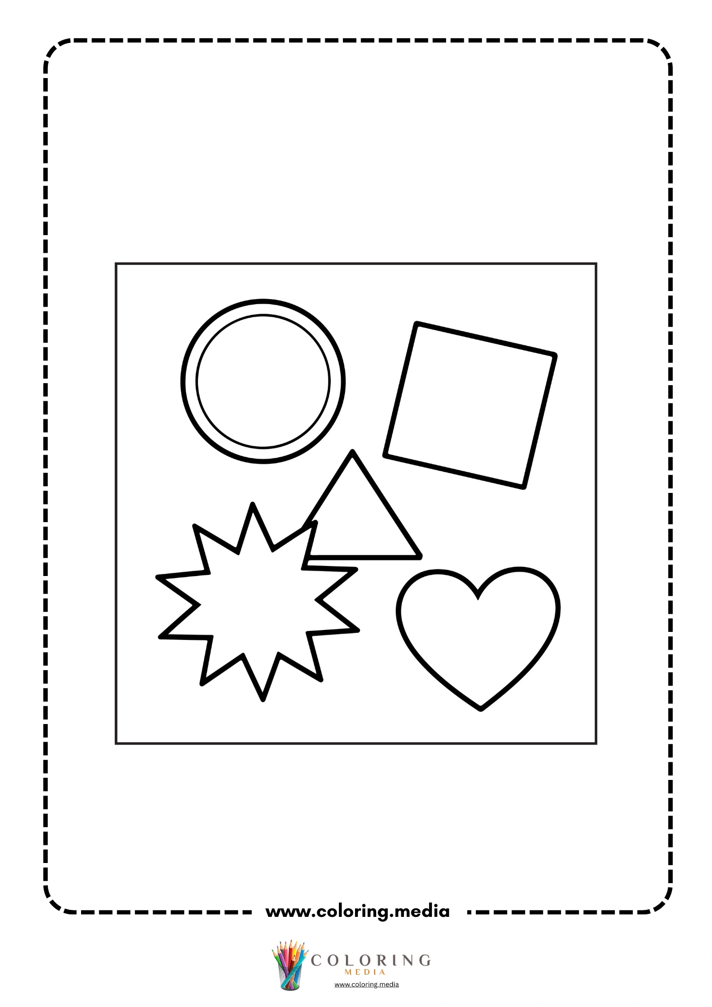 Multi-shapes coloring page with mixed geometric outline shapes page 11