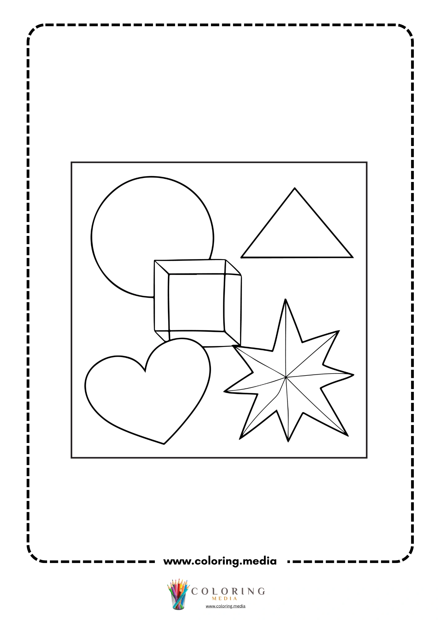 Multi-shapes coloring page with mixed geometric outline shapes page 13