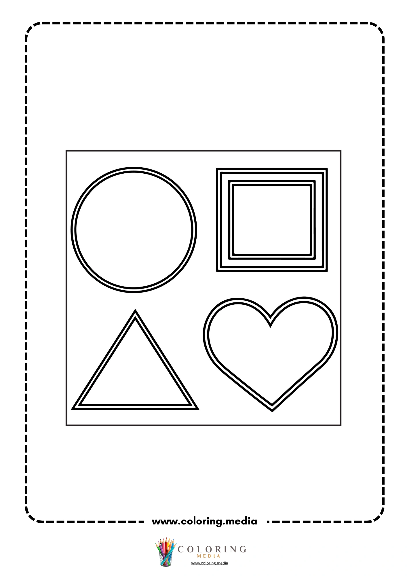 Multi-shapes coloring page with mixed geometric outline shapes page 19